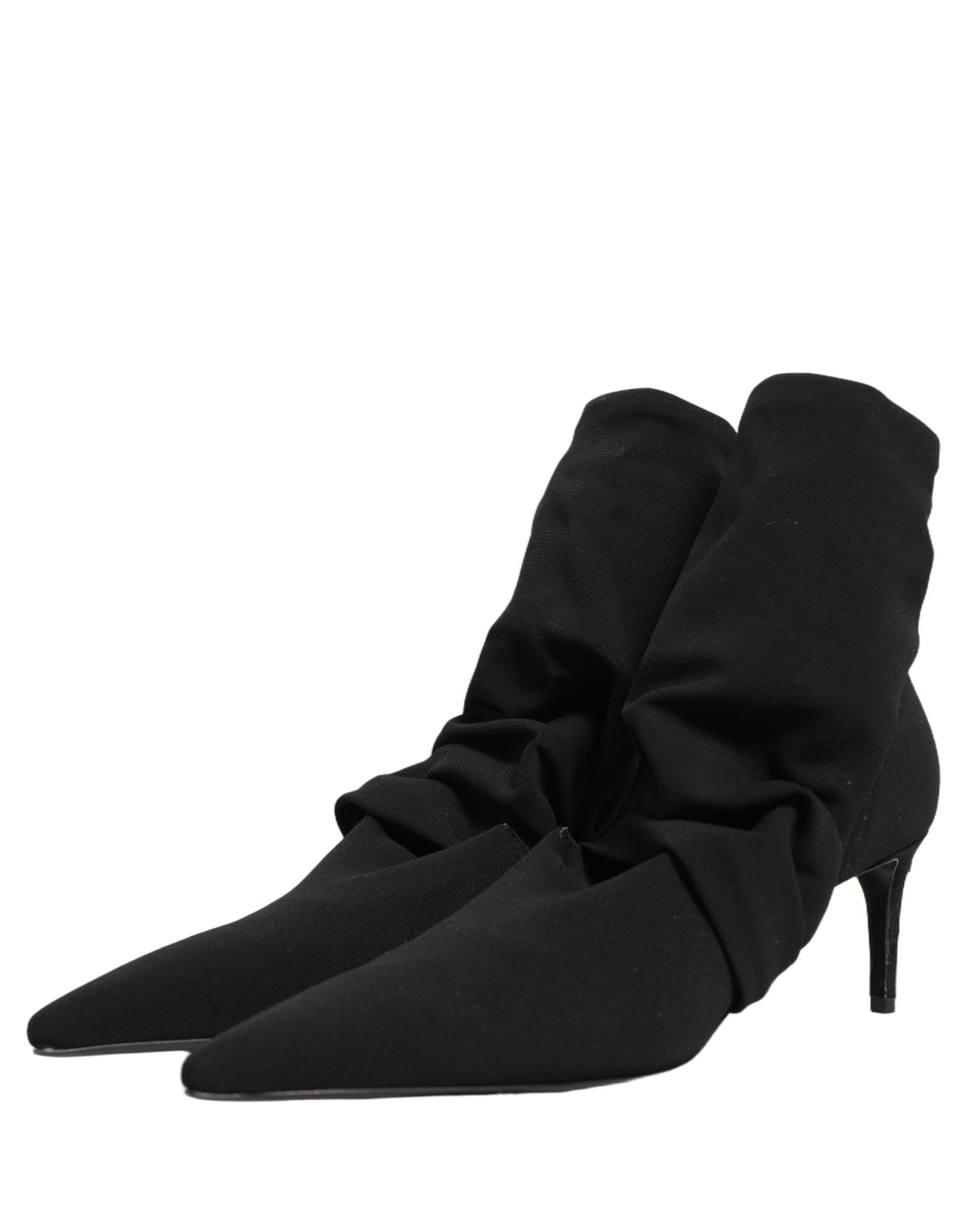 Black Stretch Socks Heels Ankle Boots Shoes