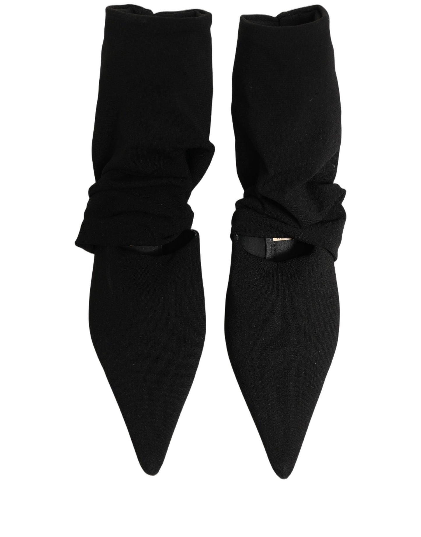 Black Stretch Socks Heels Ankle Boots Shoes
