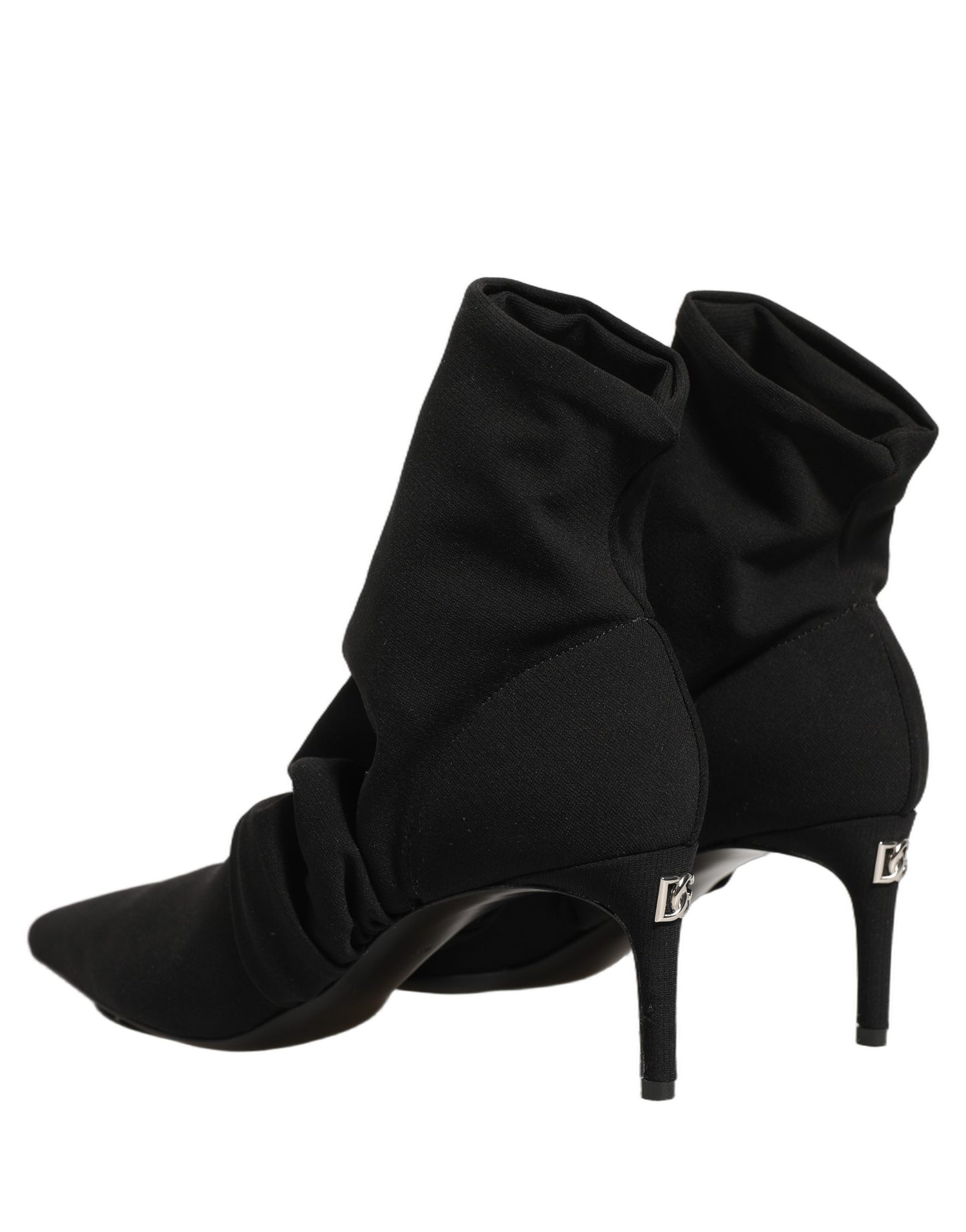 Black Stretch Socks Heels Ankle Boots Shoes