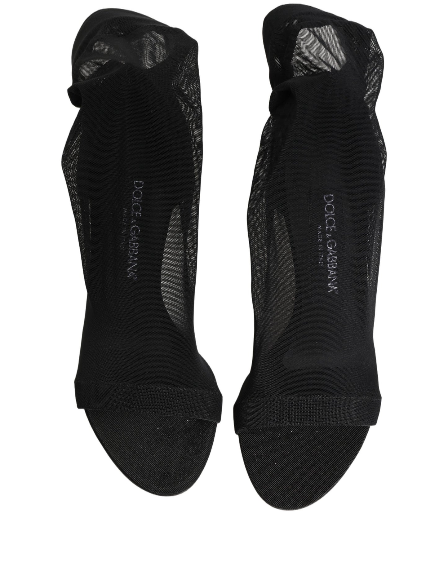 Black Nylon Mesh Sock Style Boots Shoes