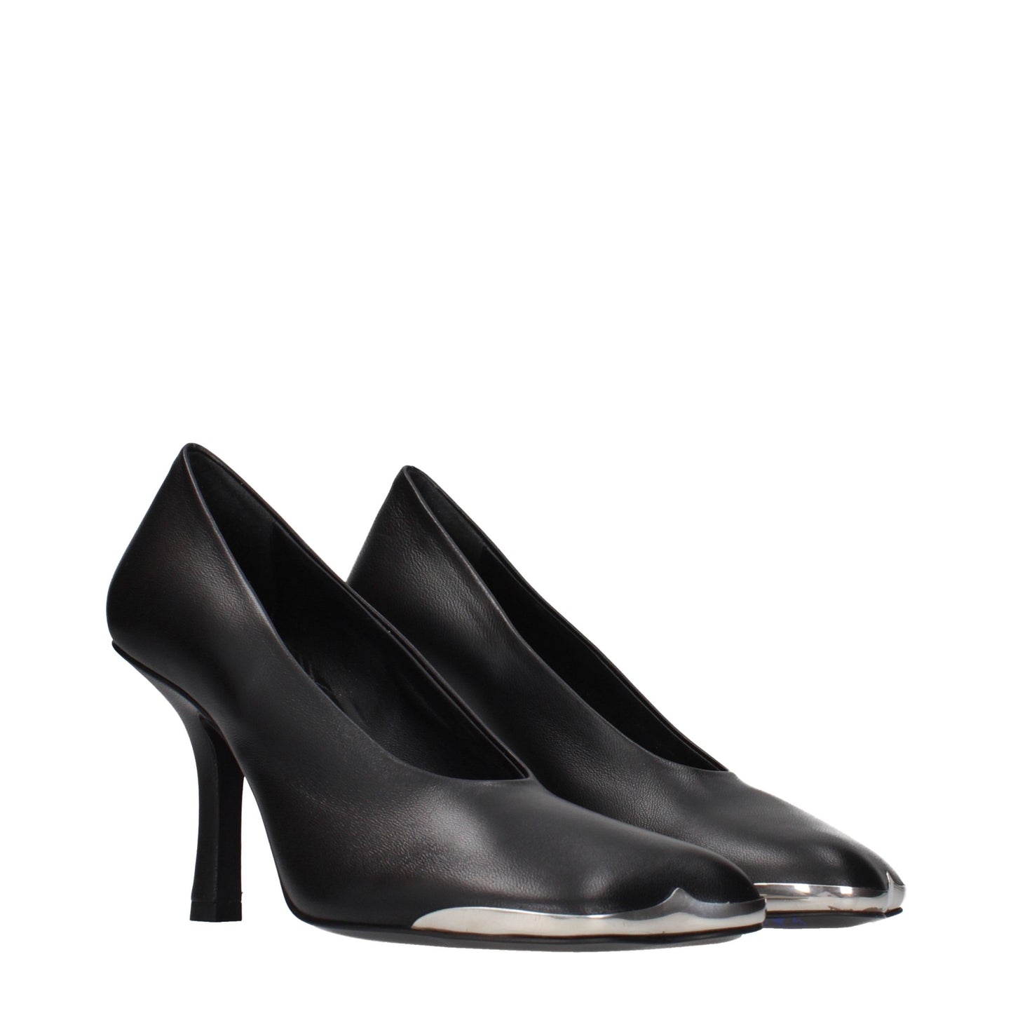 Black Leather High Heel Pumps