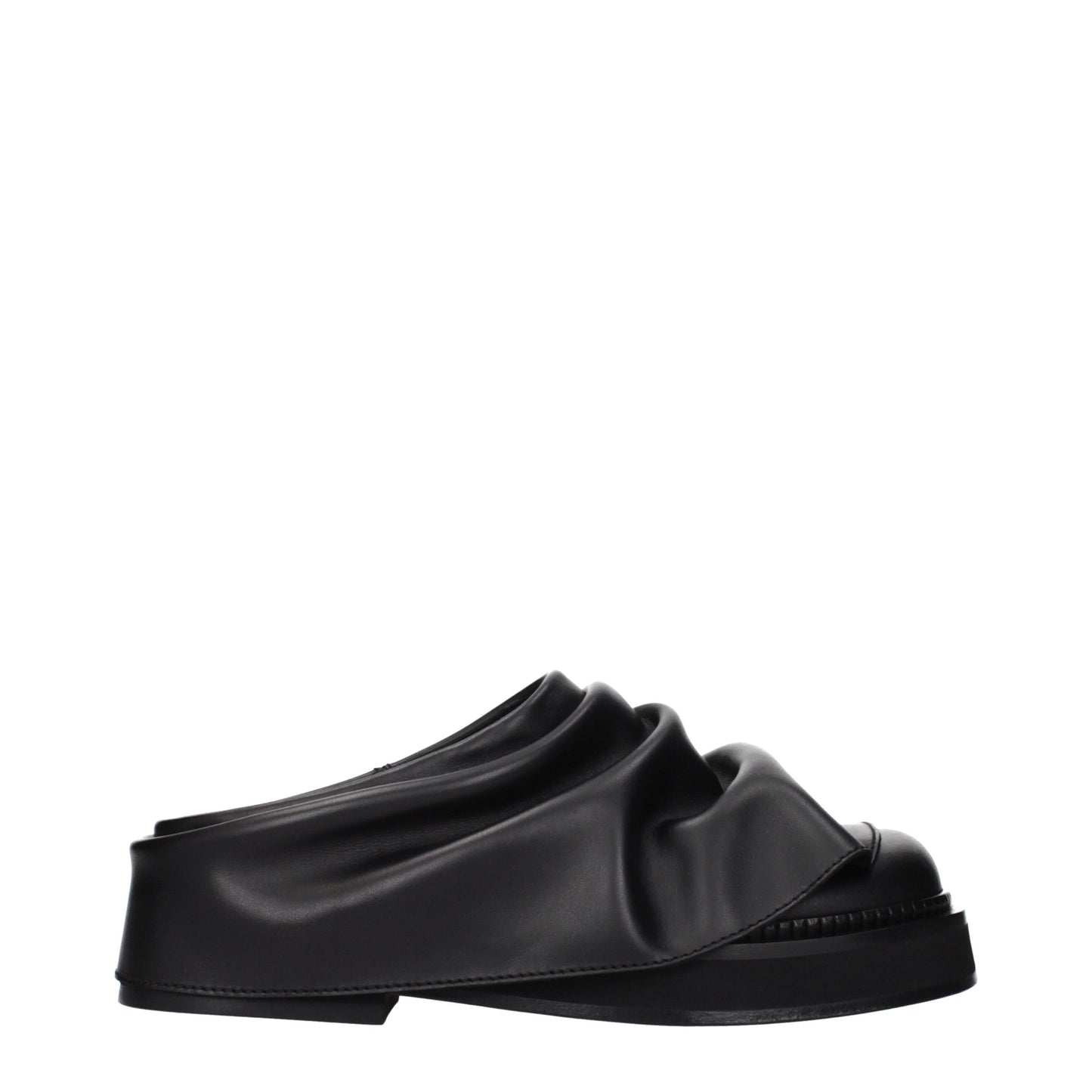 Black Leather Slippers
