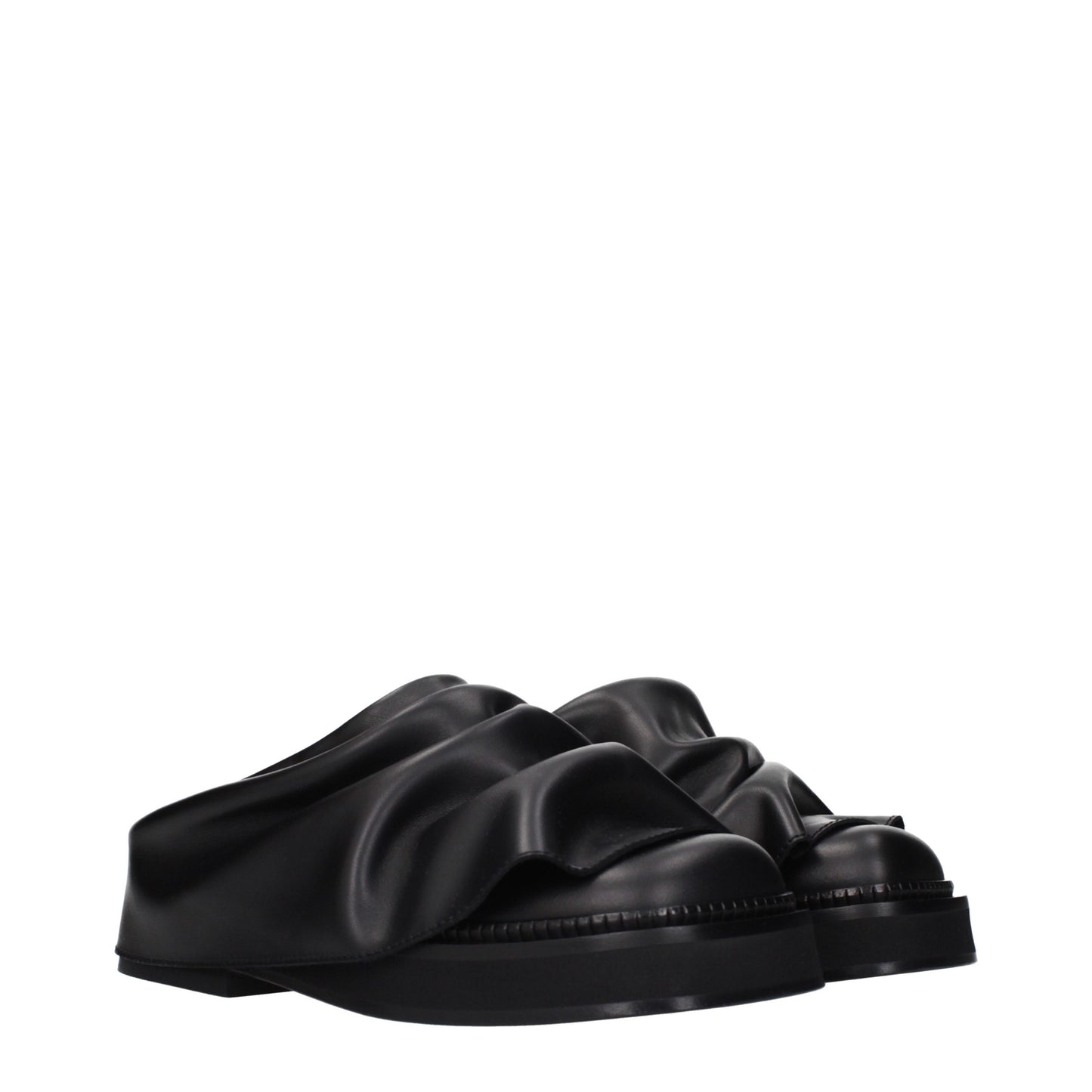 Black Leather Slippers