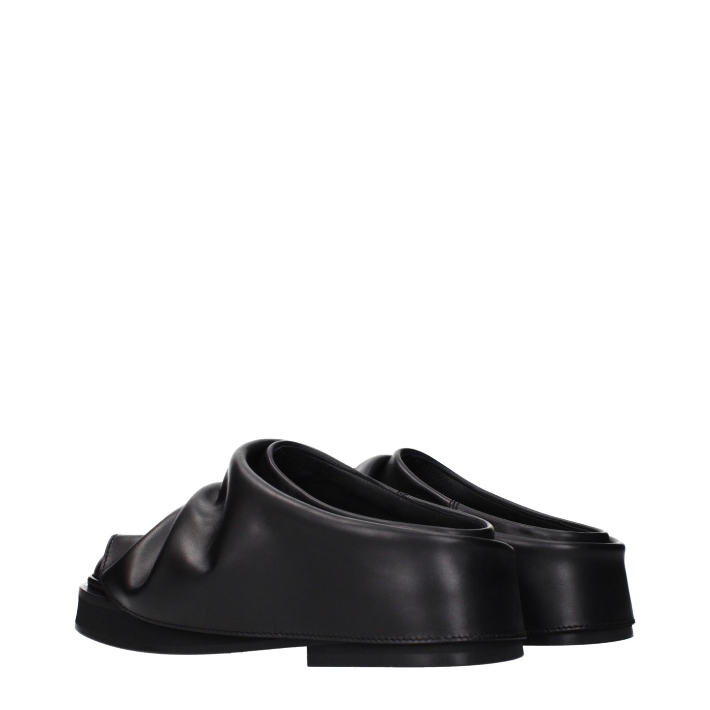 Black Leather Slippers