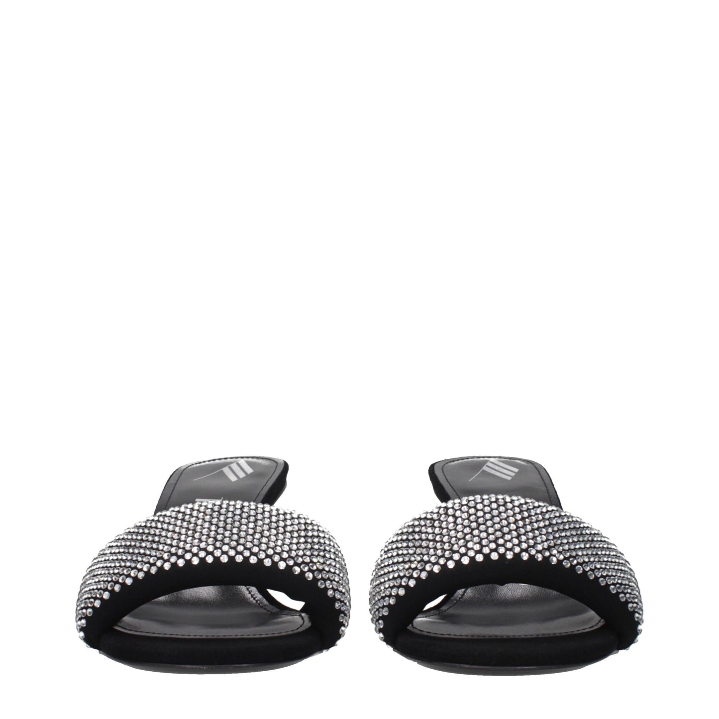 Black Fabric Stiletto Heel Sandals