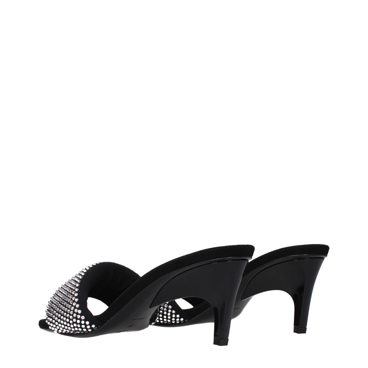 Black Fabric Stiletto Heel Sandals