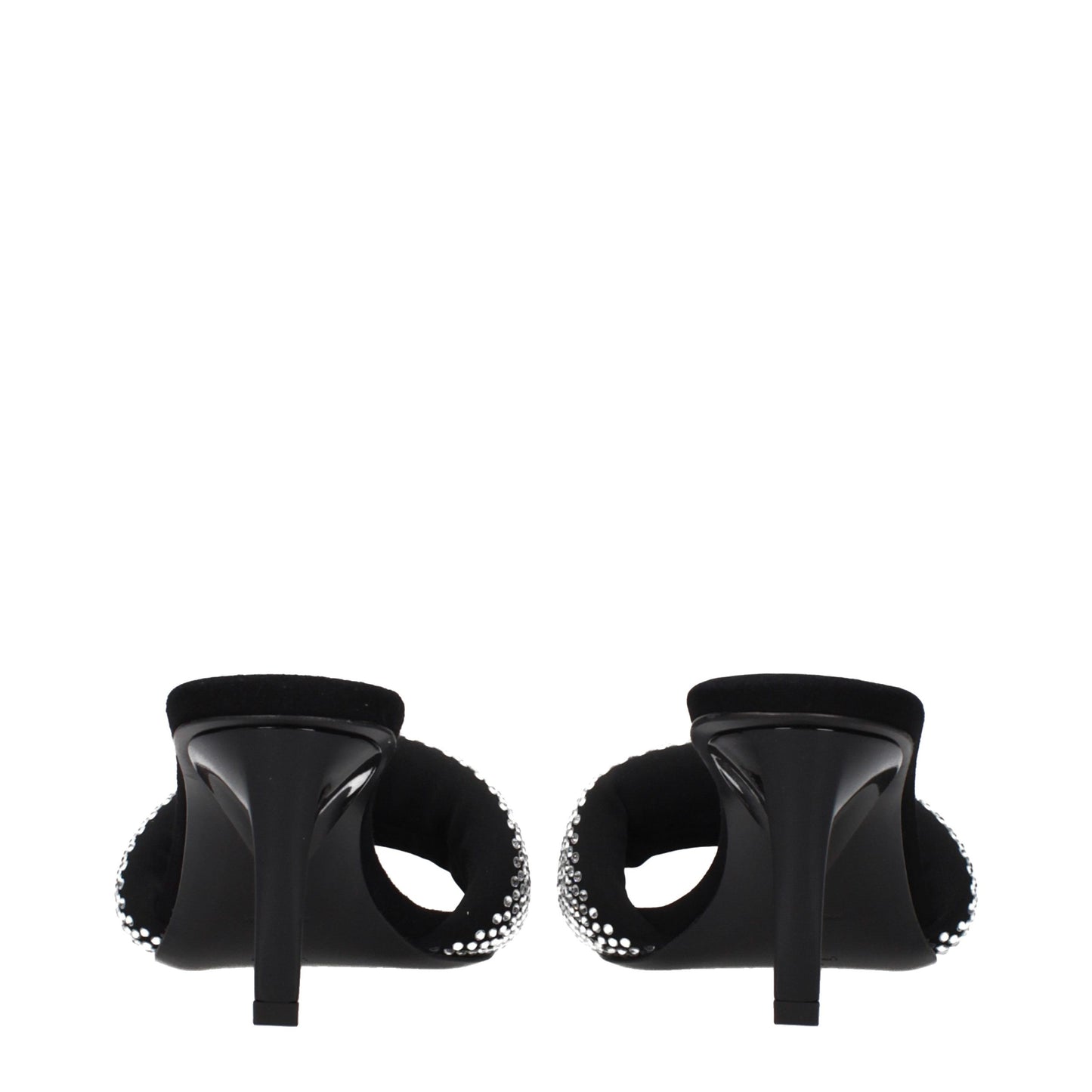 Black Fabric Stiletto Heel Sandals