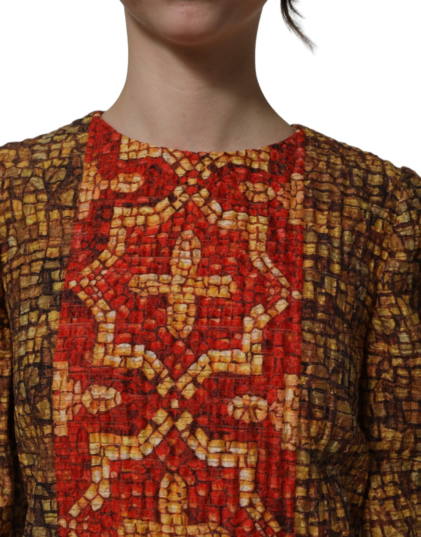 Multicolor Mosaic Long Sleeves Mini Dress