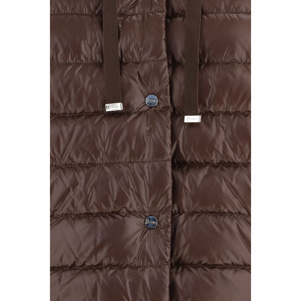 Brown Polyester Full-Length Jacket