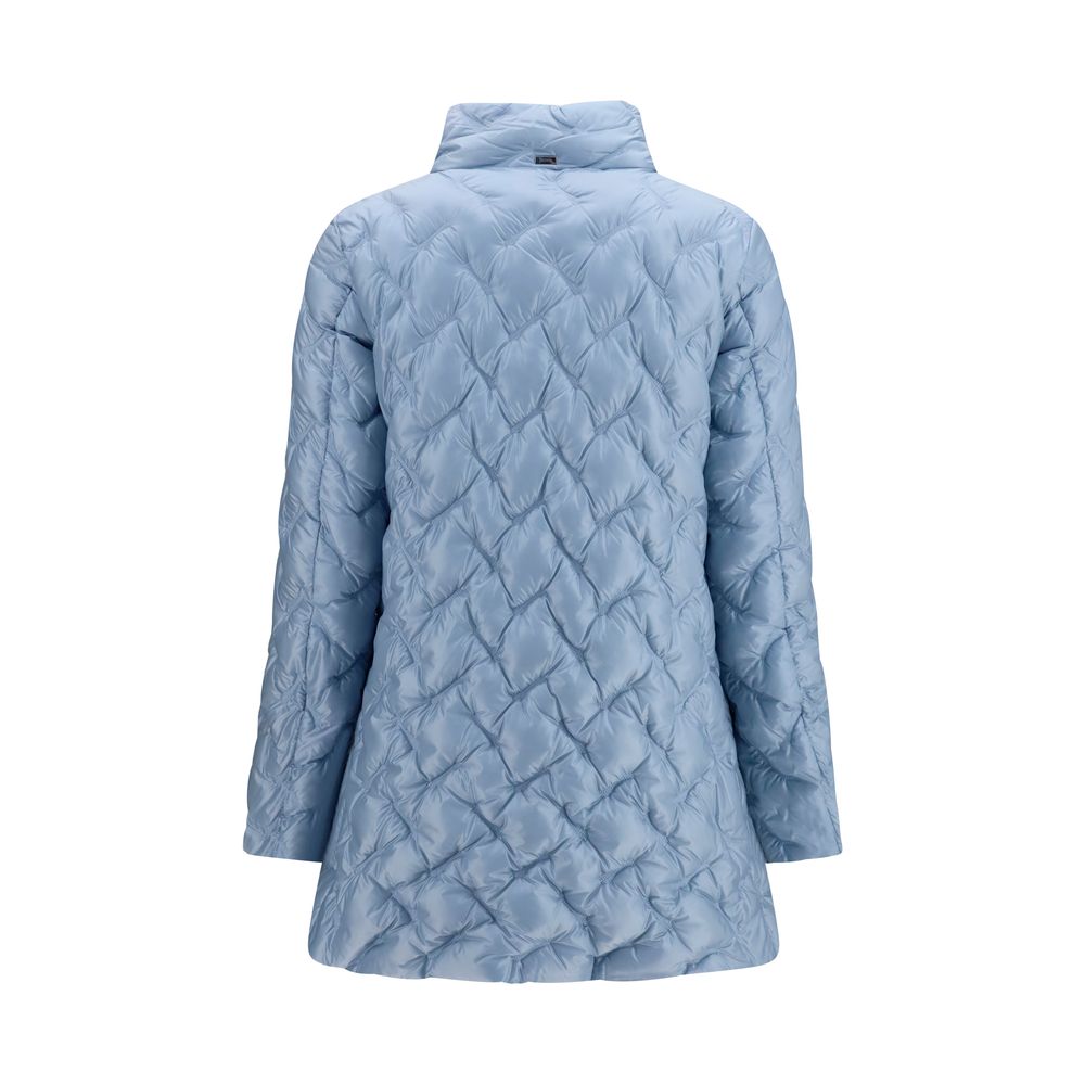 Blue Polyester Full-Length Jacket