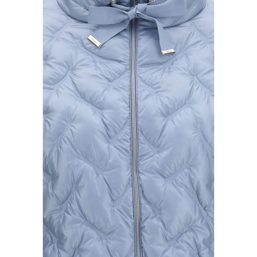 Blue Polyester Full-Length Jacket