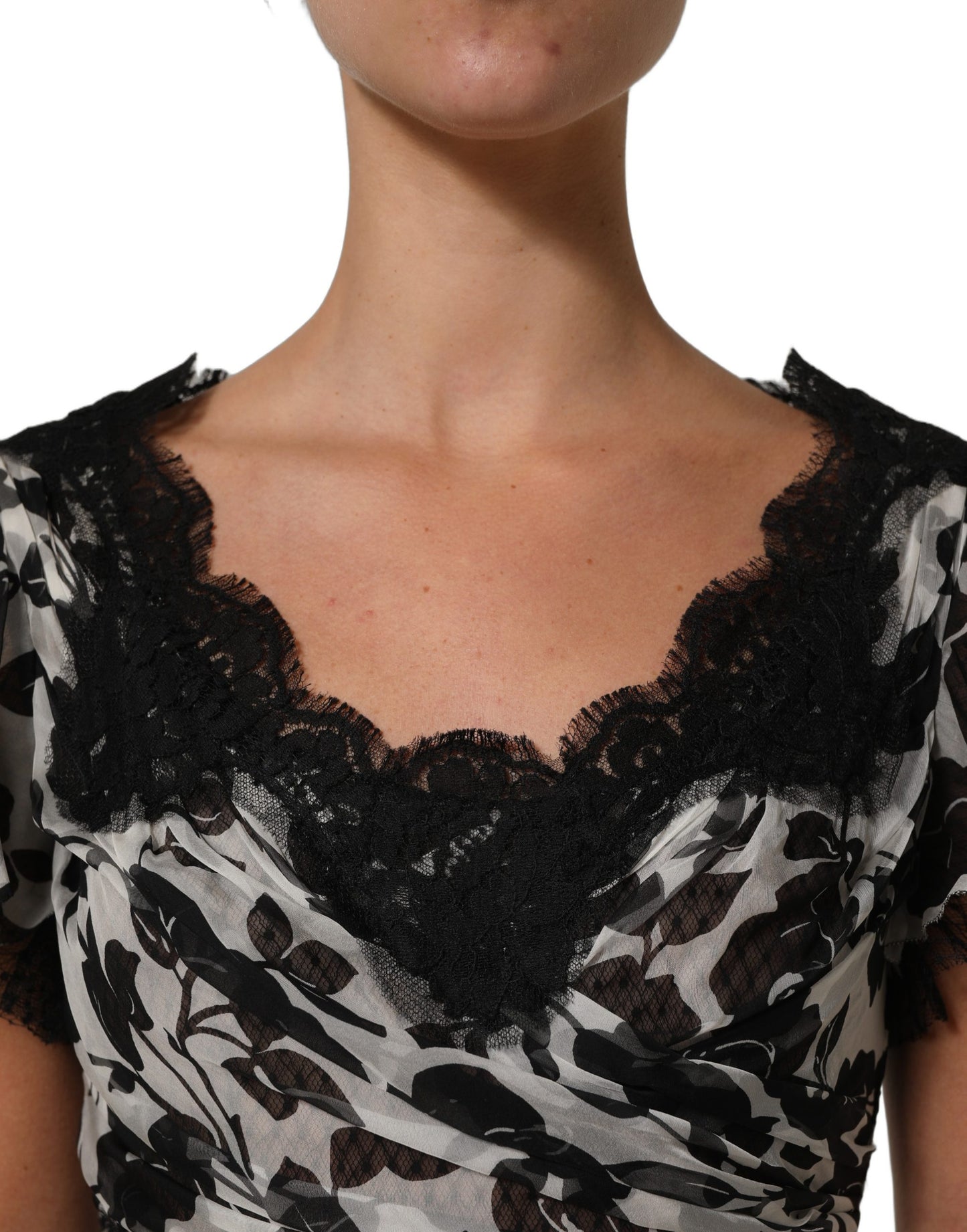 Black Silk Floral Lace Ricamo Ball Maxi Dress