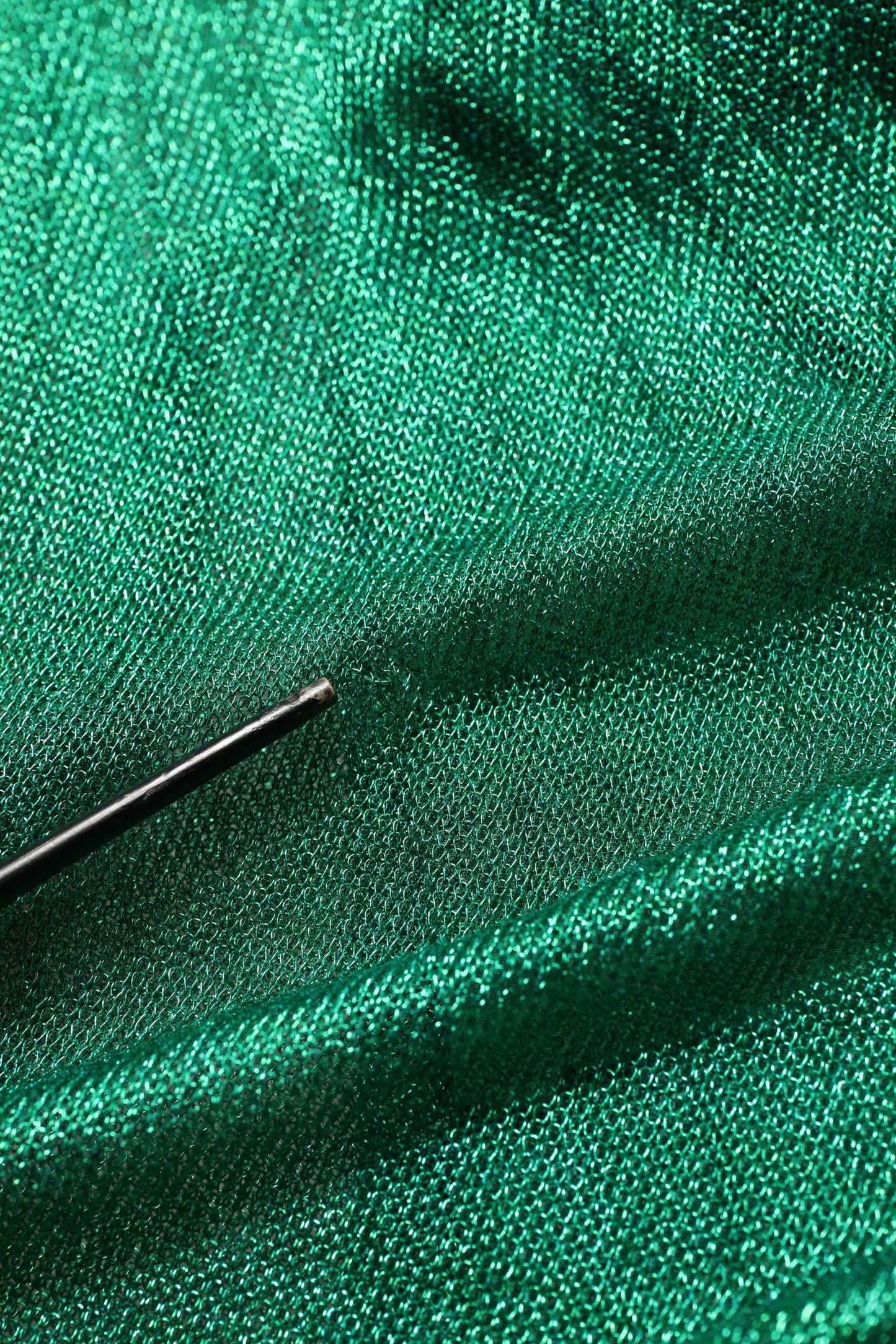 Emerald Green Plissé Evening Gown Dress
