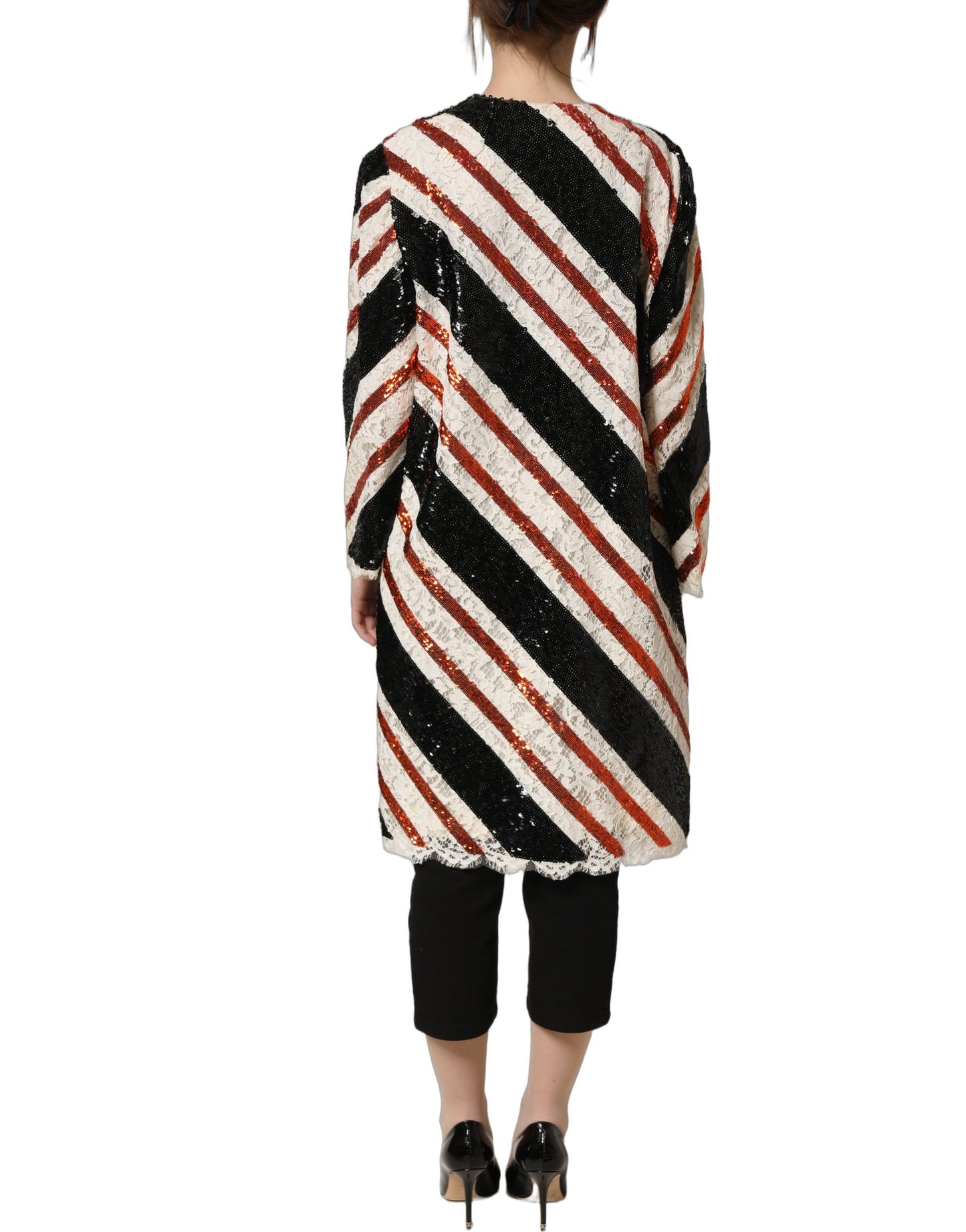 Multicolor Stripe Sequin Duster Coat Jacket