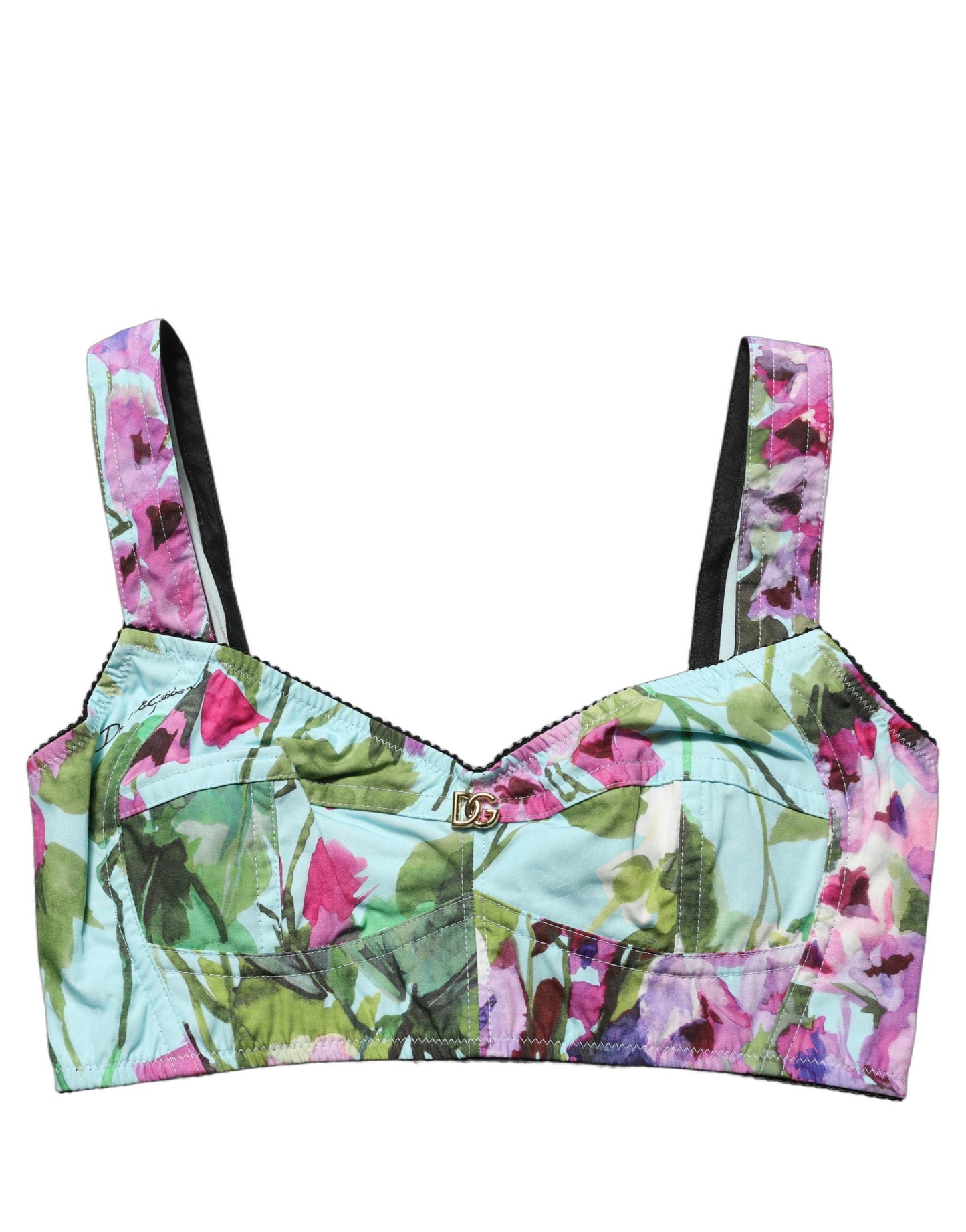 Multicolor Floral Cropped Bustier Tank Top