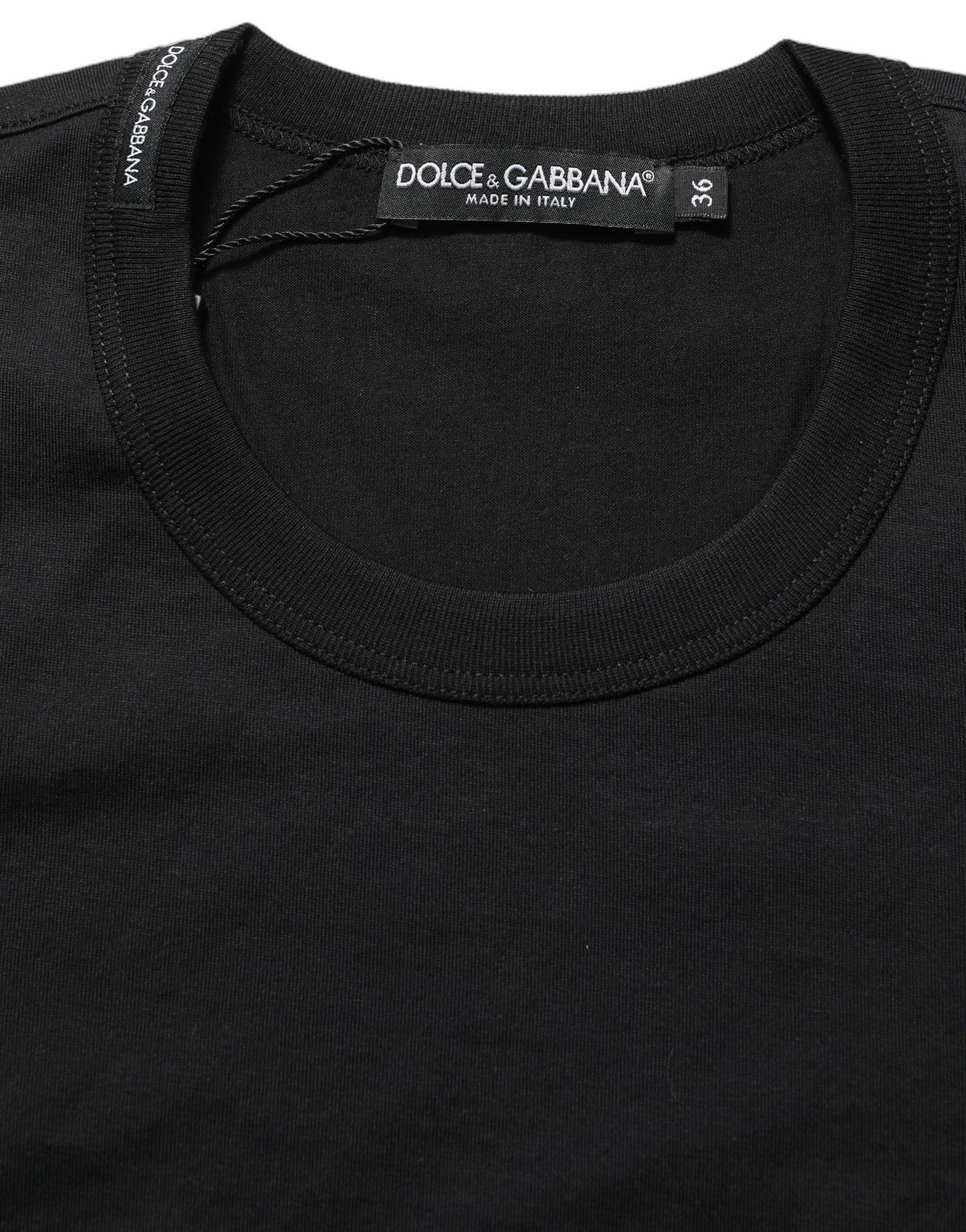 Black Cotton Short Sleeves Crew Neck T-shirt
