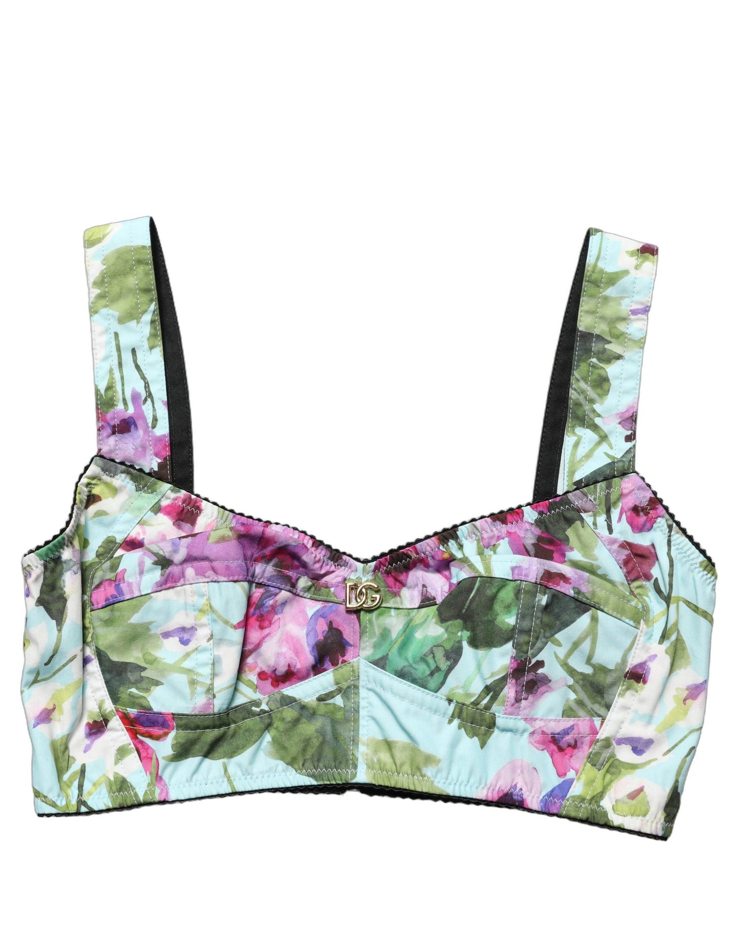 Multicolor Floral Cropped Bustier Tank Top