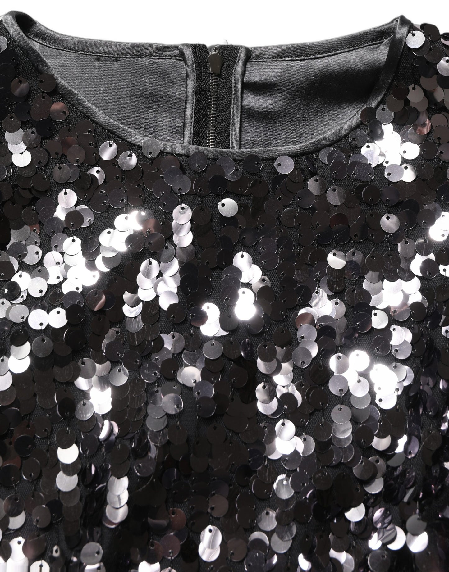 Black Sequined Long Sleeves Crop Blouse Top
