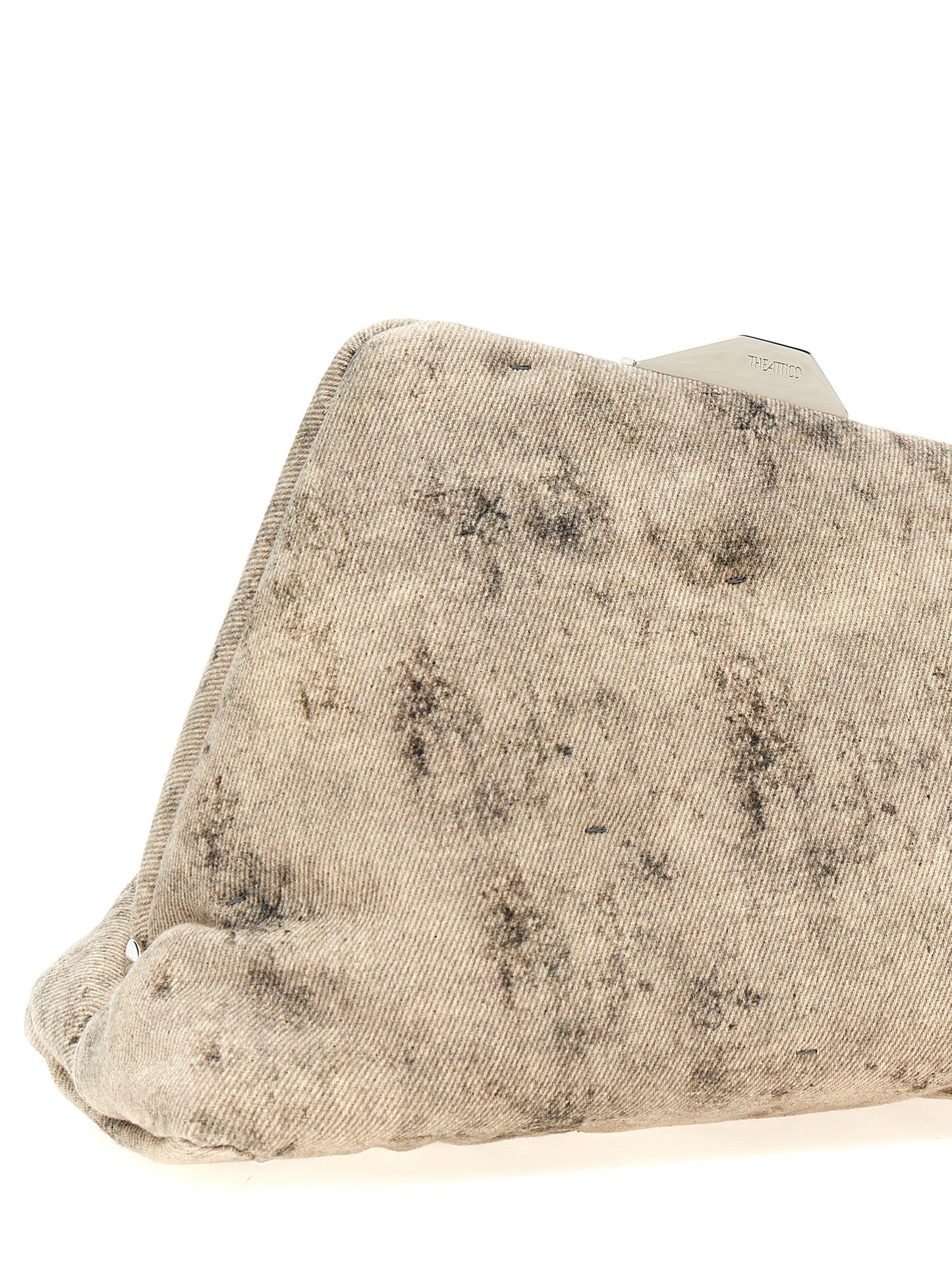 Gray Leather Clutch Bag