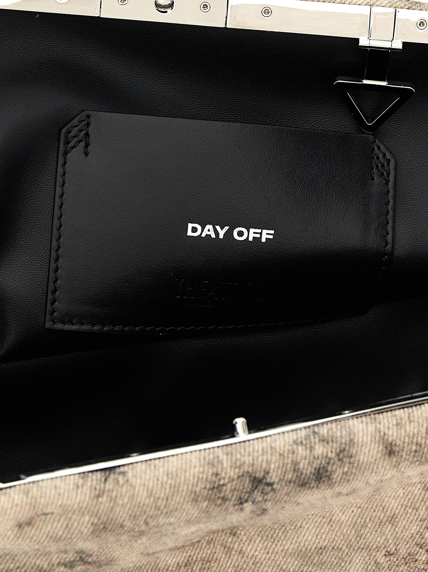 Gray Leather Clutch Bag