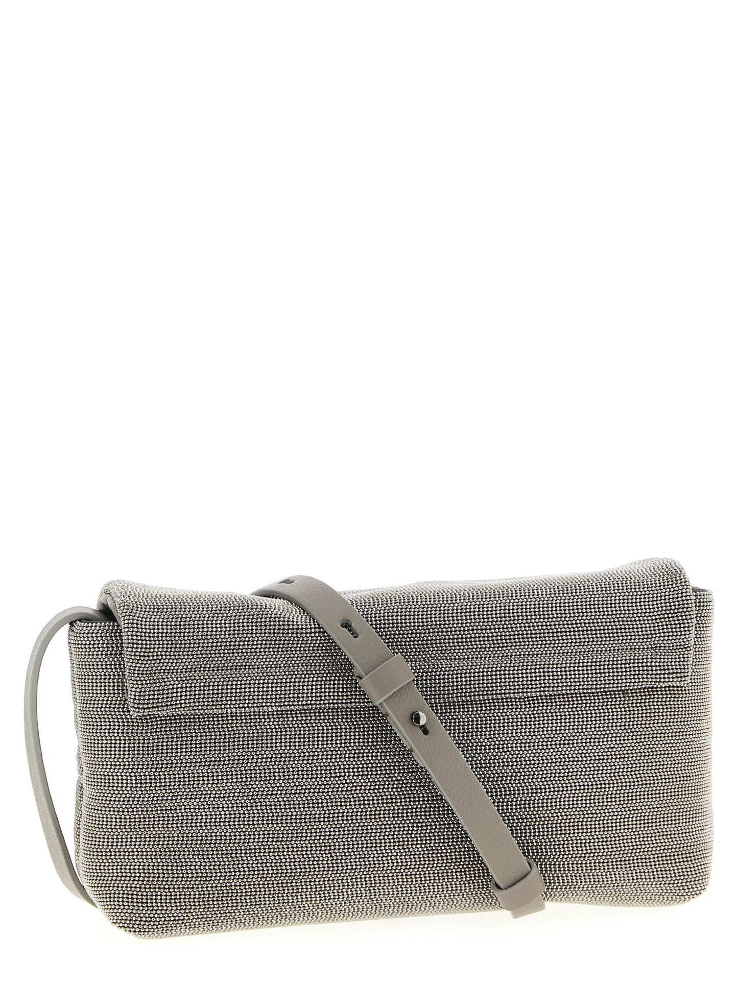 Silver Leather Clutch Bag