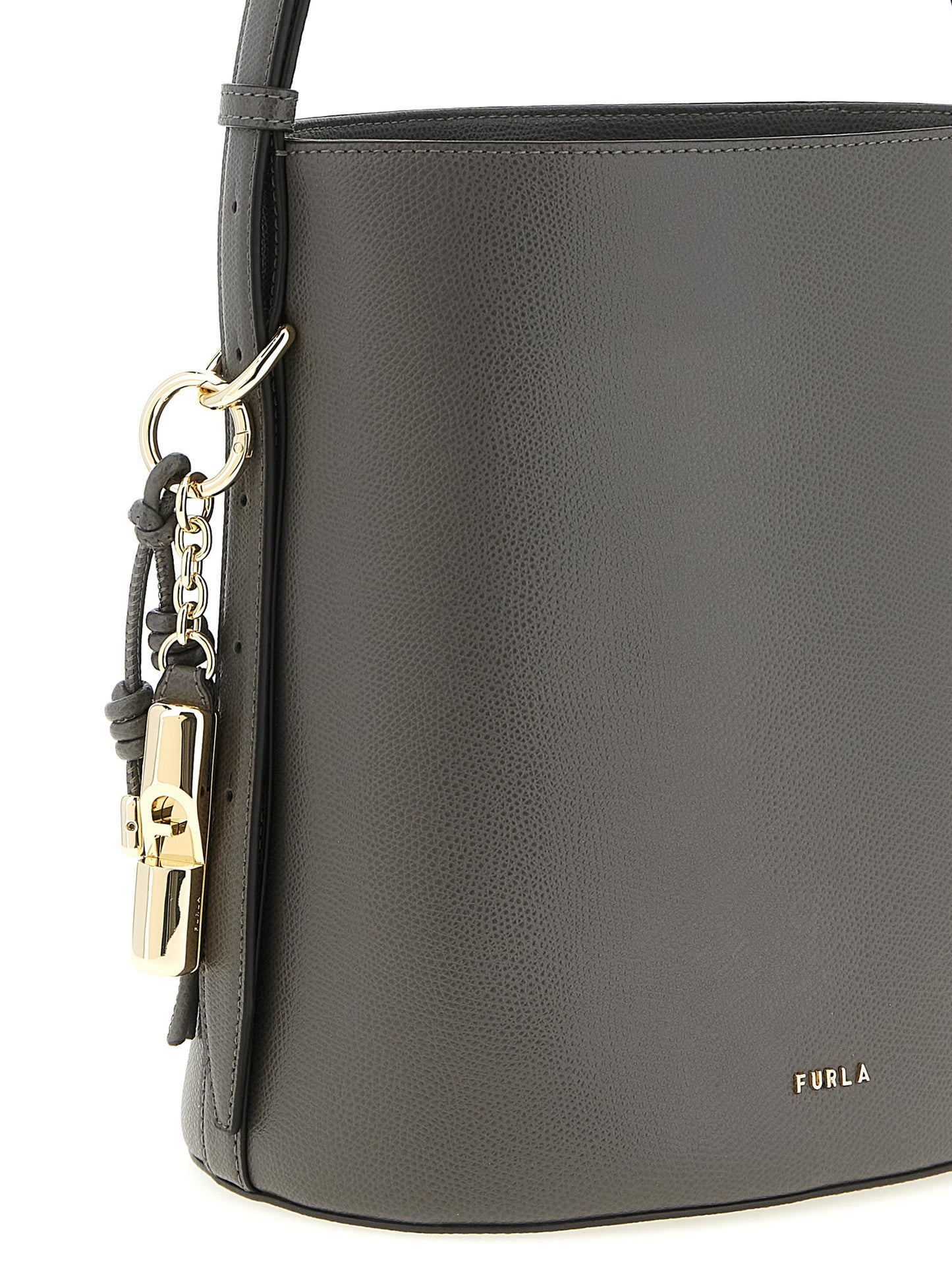 Gray Calfskin Shoulder Bag
