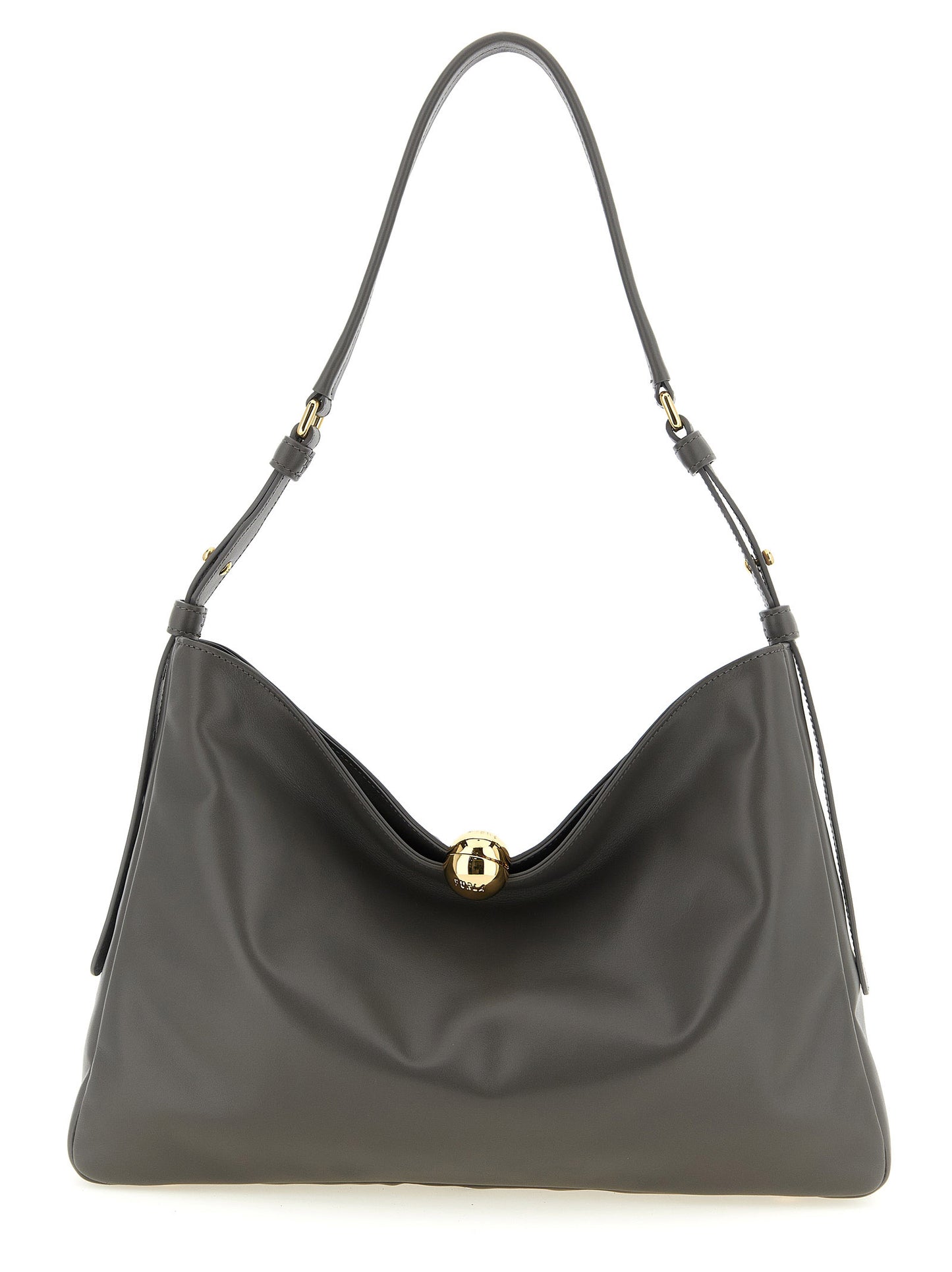 Gray Calfskin Shoulder Bag
