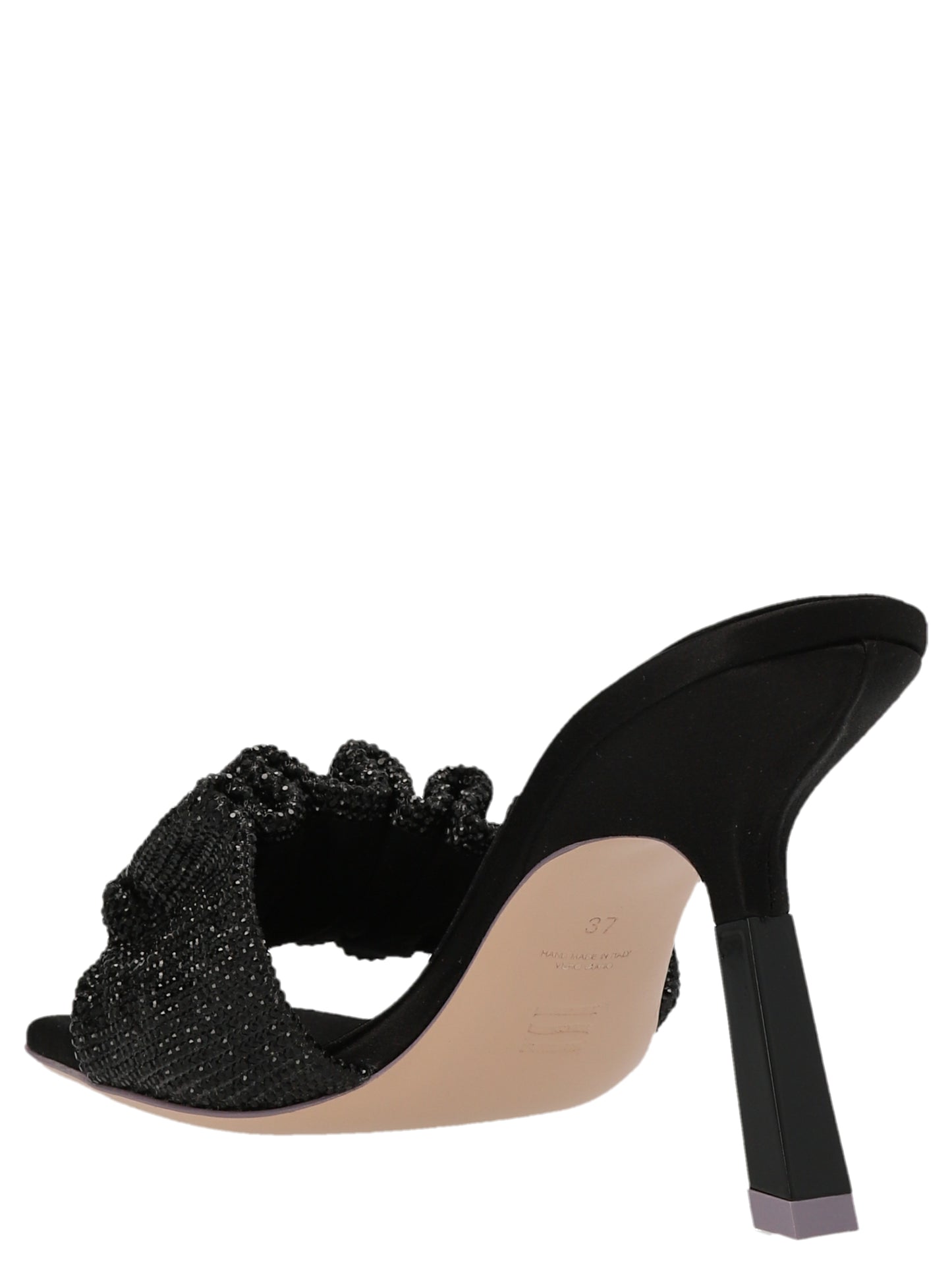 Black Goatskin Stiletto Heel Sandals