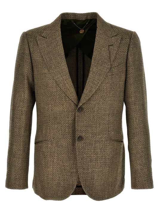 Beige Alpaca Leather Blazer