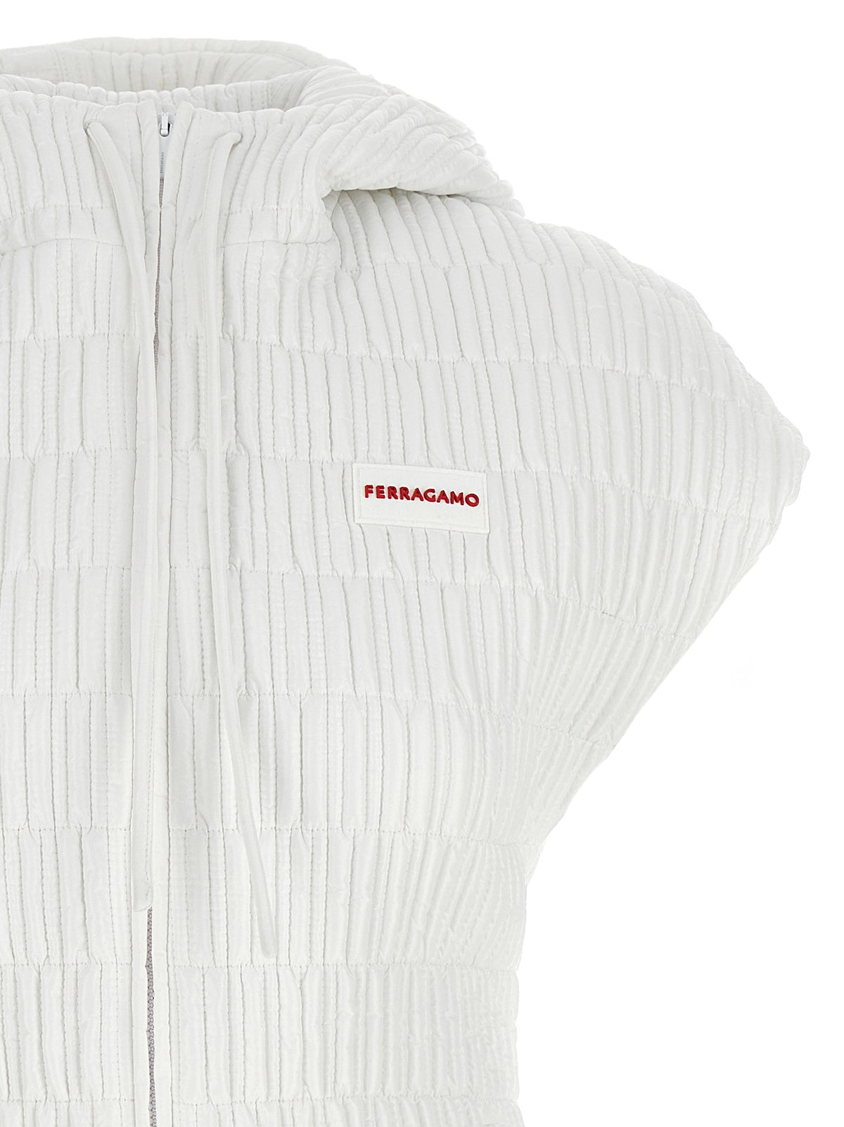 White Polyamide Sleeveless Jacket
