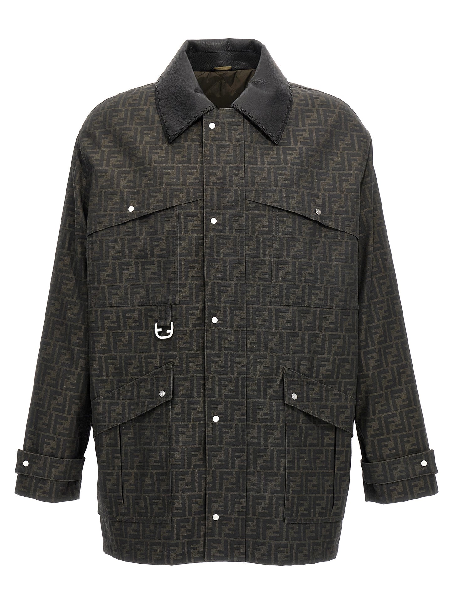 Brown Polyester Full-Length Jacket