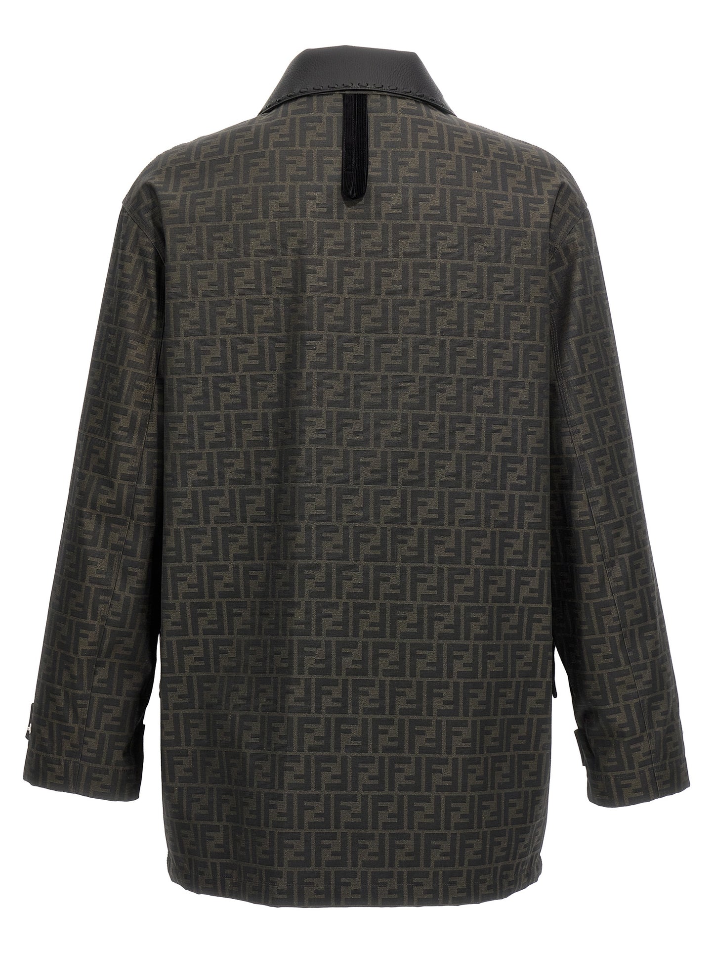 Brown Polyester Full-Length Jacket