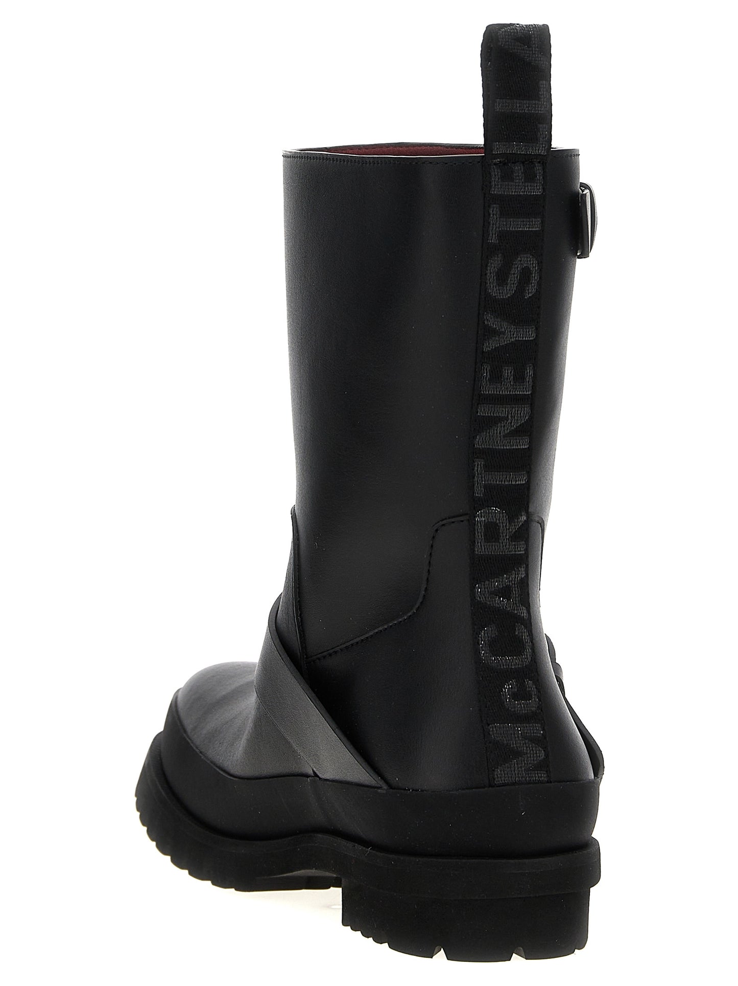 Black Polyester Ankle Boots