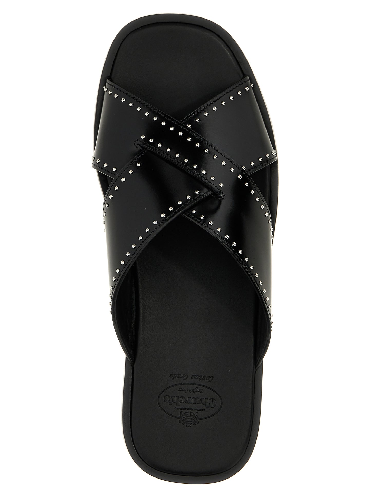Black Calf Leather Bos Taurus Slides