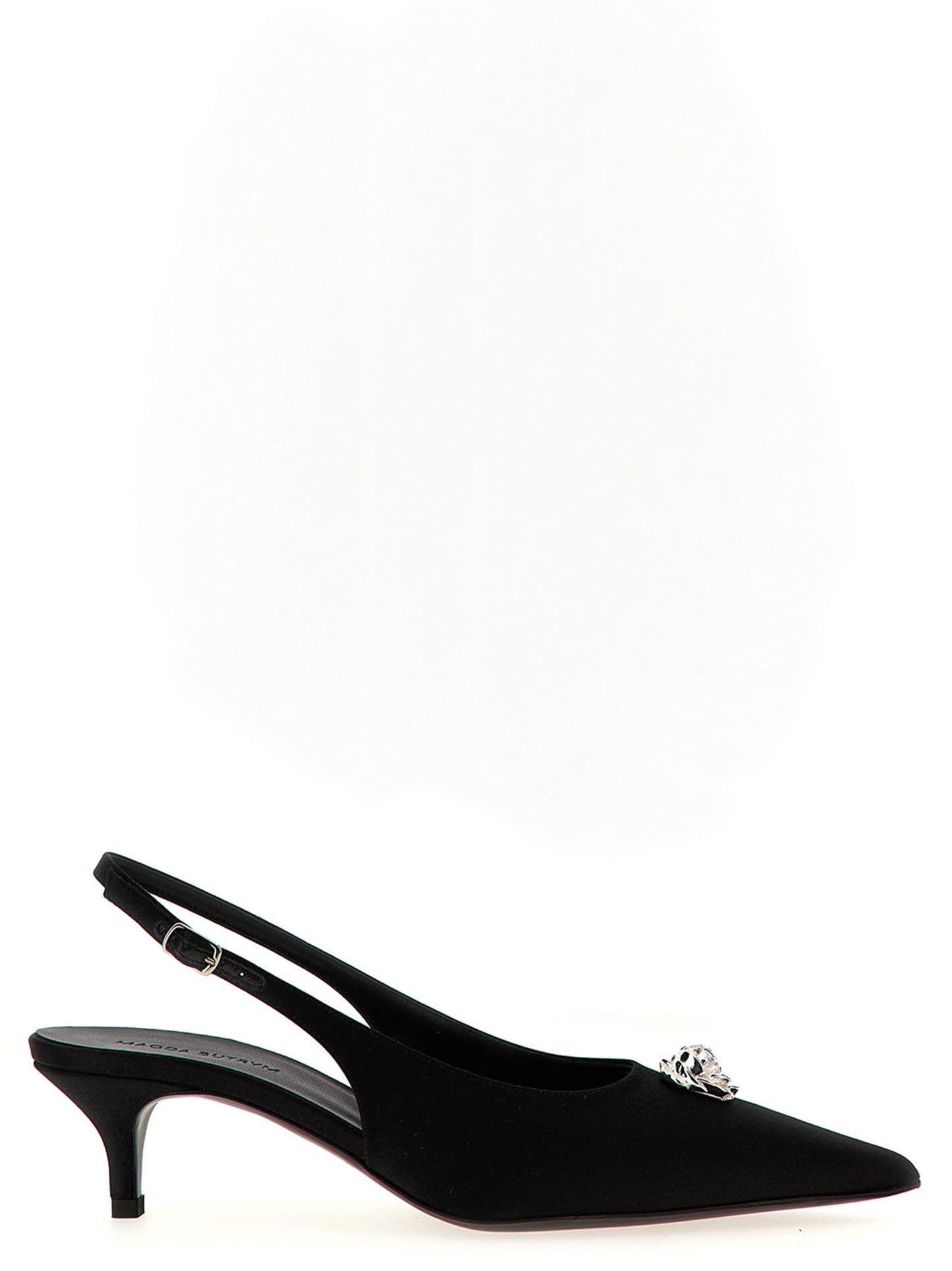 Black Silk Mid Heel Pumps