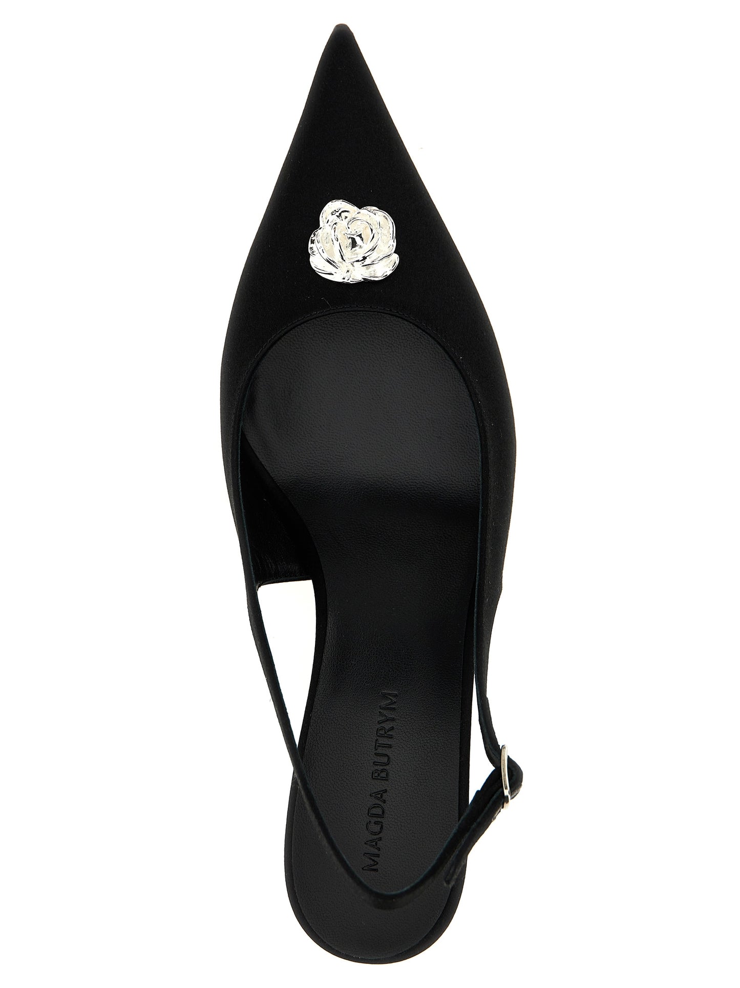 Black Silk Mid Heel Pumps