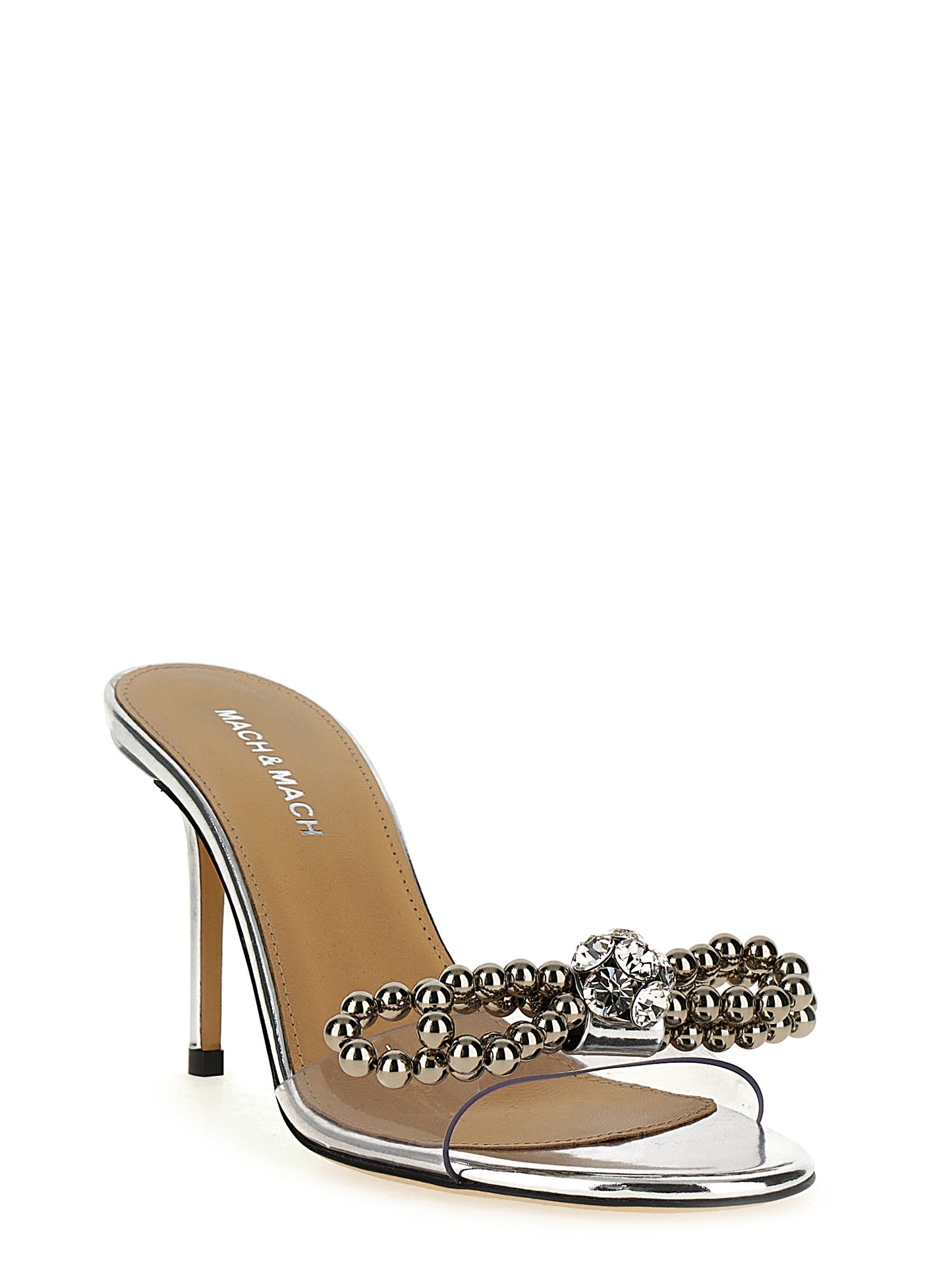 Silver Pvc Stiletto Heel Sandals