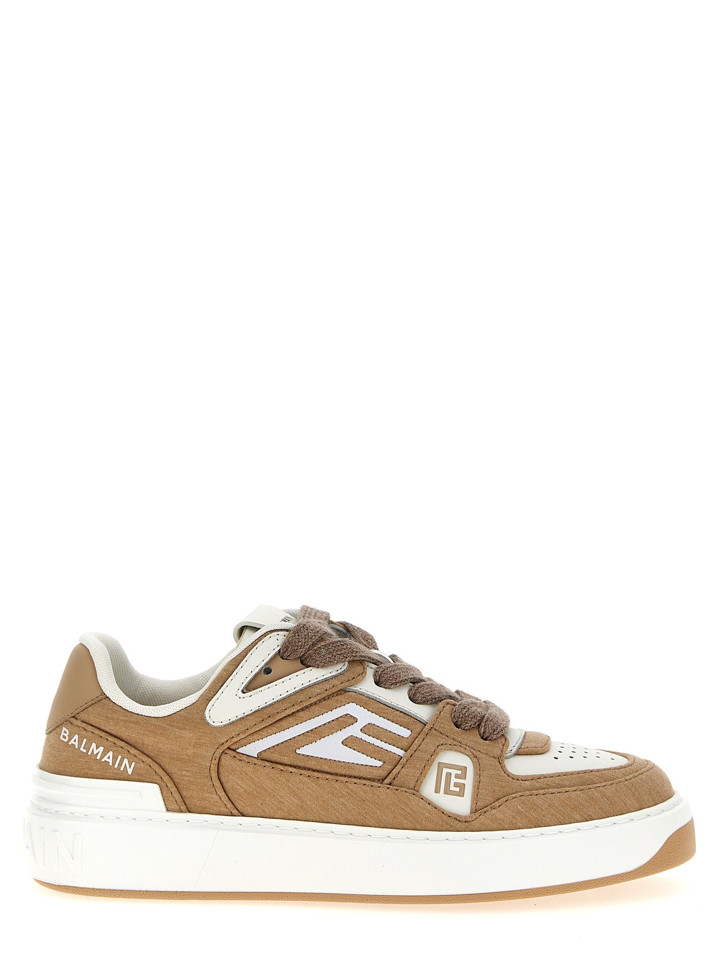 Beige Polyester Low Top Sneakers