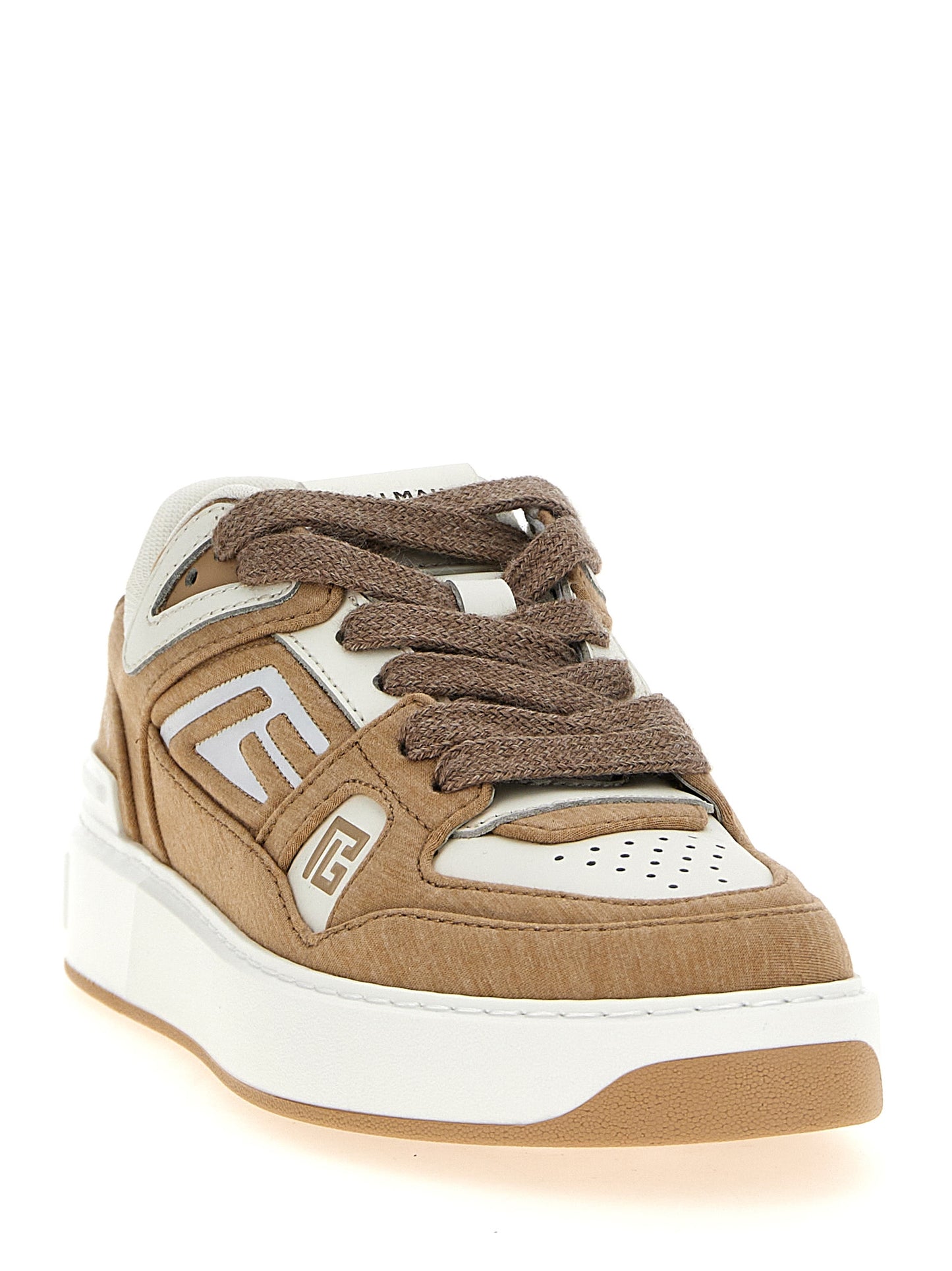 Beige Polyester Low Top Sneakers