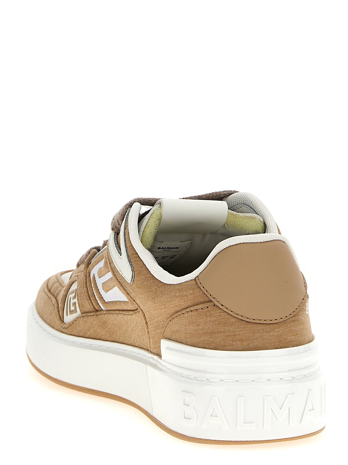 Beige Polyester Low Top Sneakers