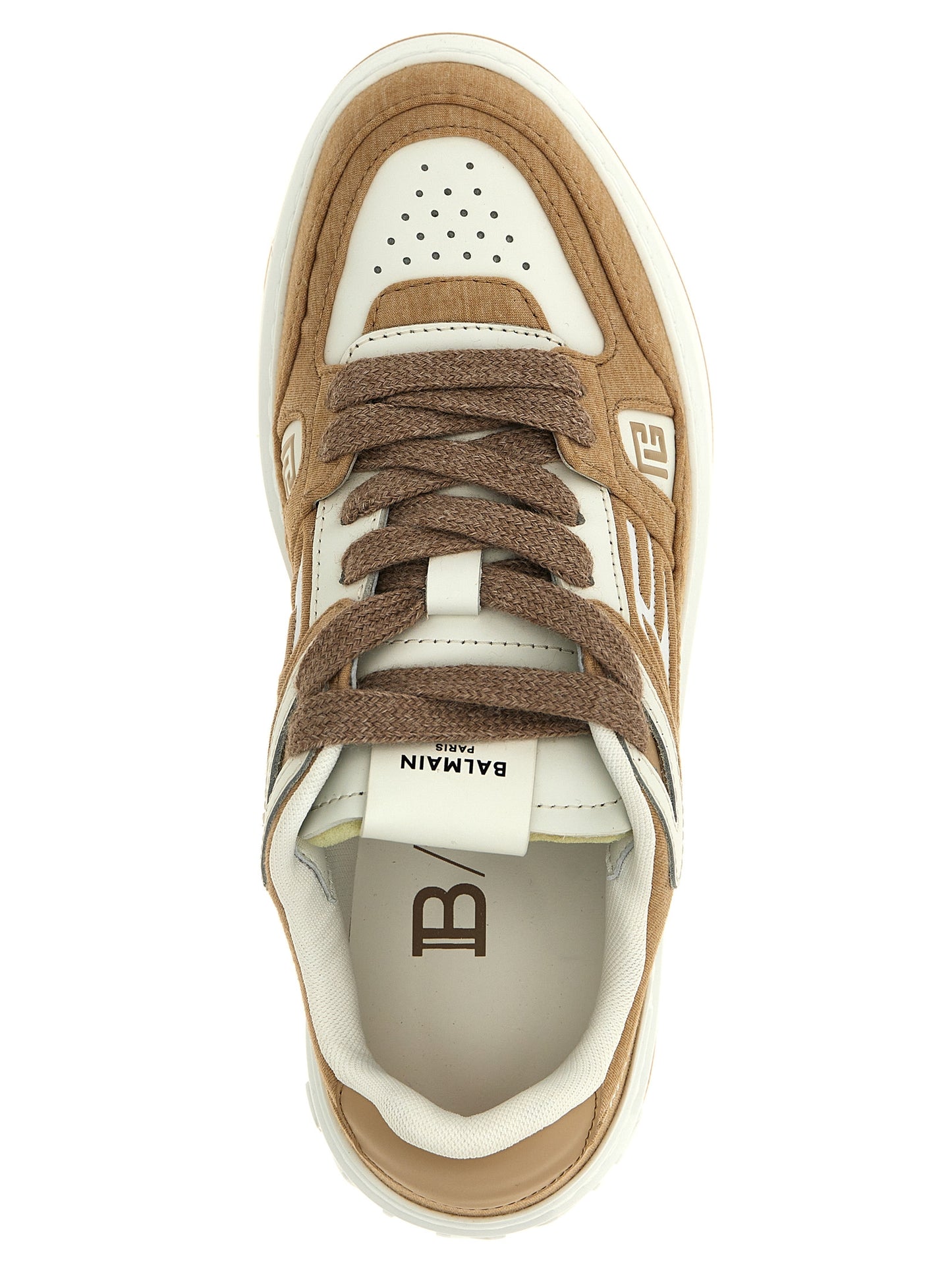 Beige Polyester Low Top Sneakers