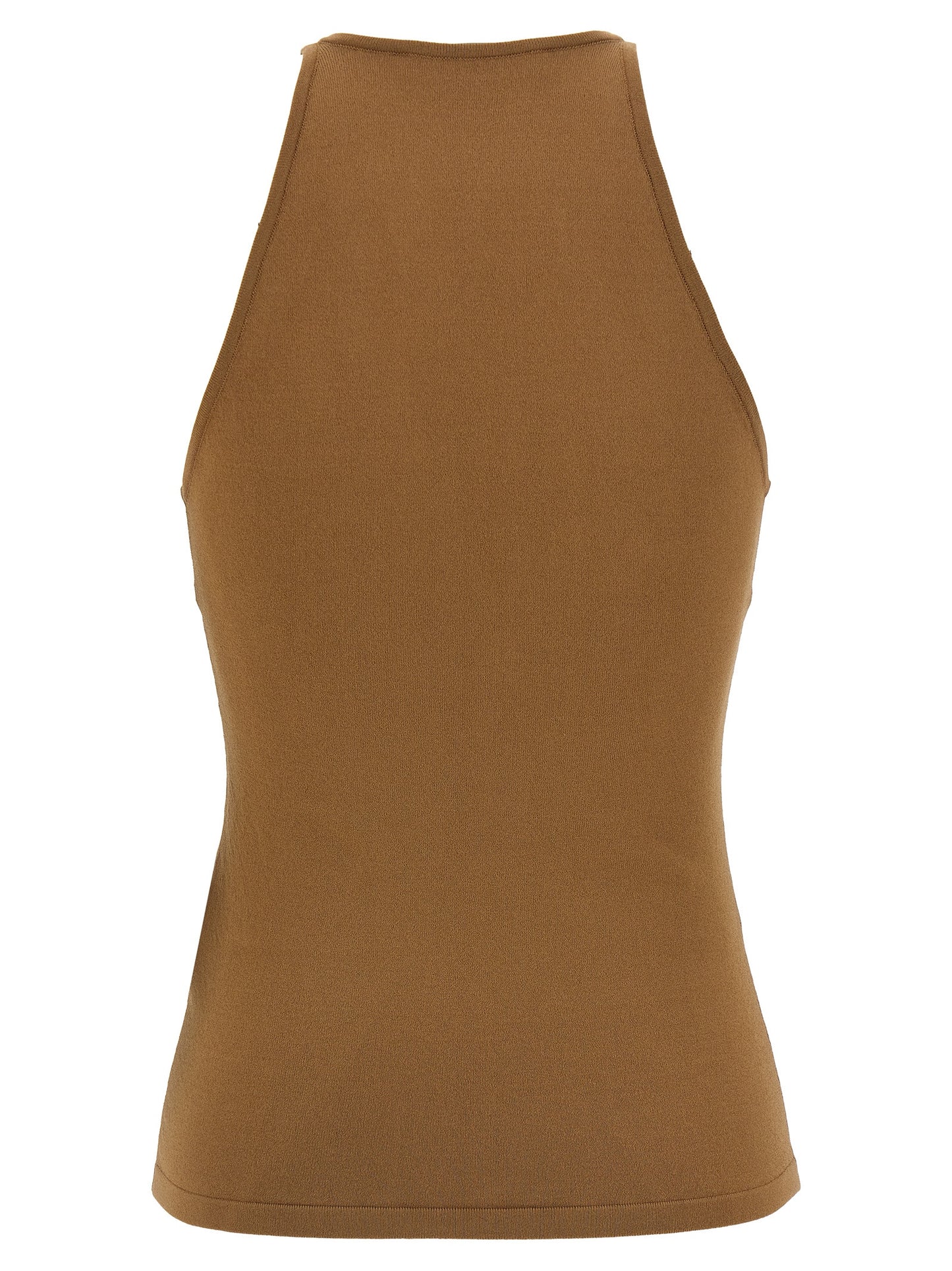 Brown Viscose Sleeveles T-Shirt