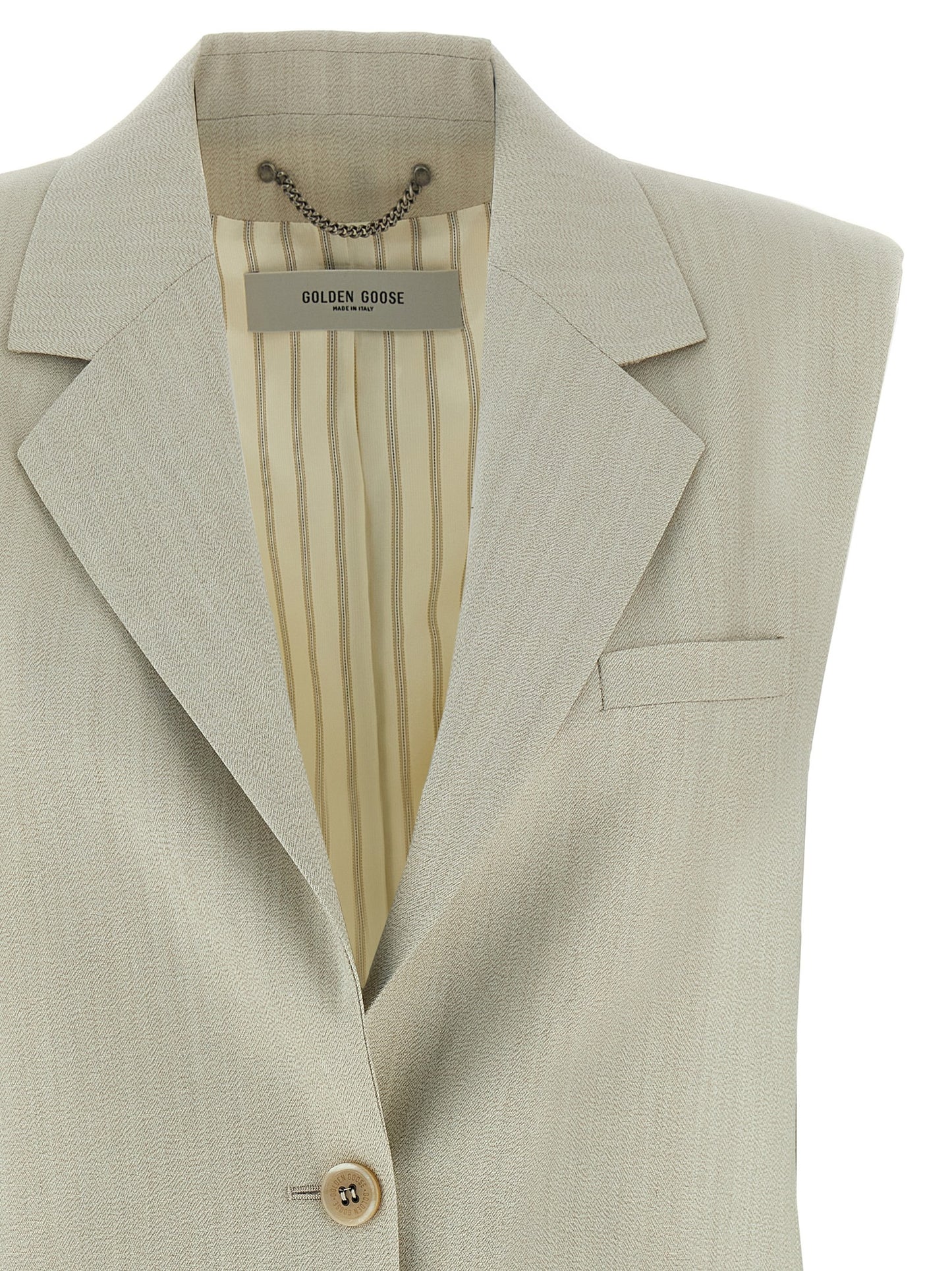 Beige Virgin Wool Sleeveless Jacket