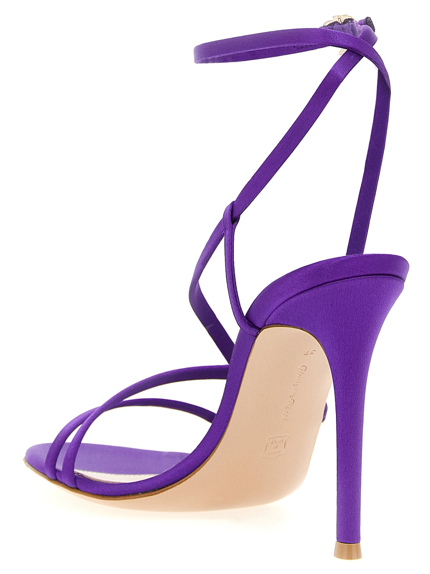 Purple Fabric Stiletto Heel Sandals