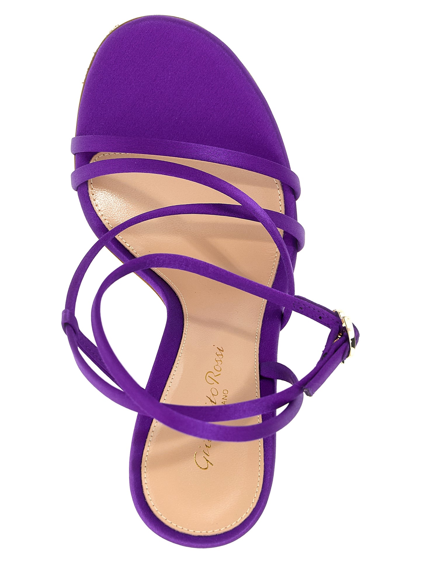 Purple Fabric Stiletto Heel Sandals