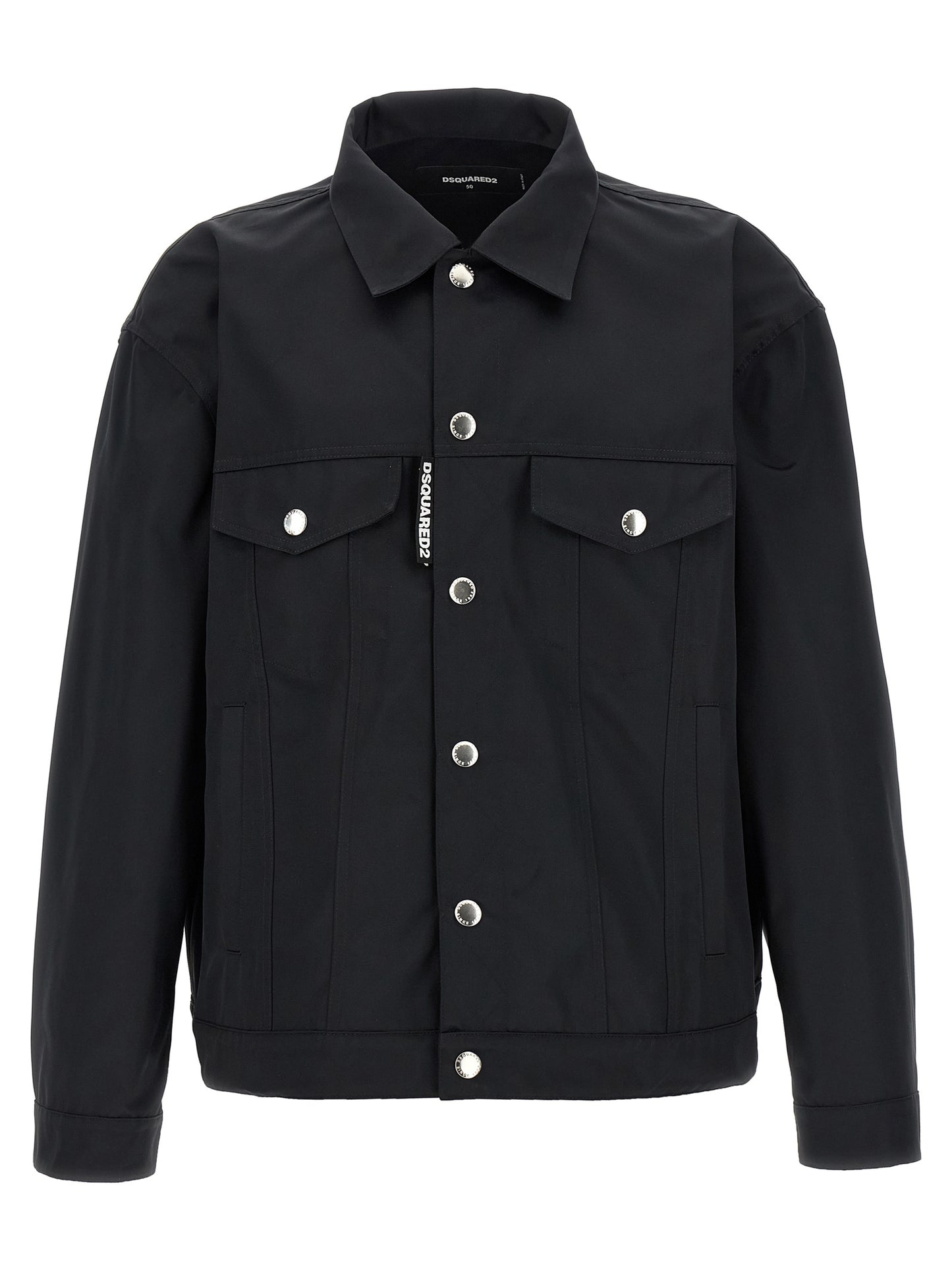 Black Polyester Full-Length Jacket