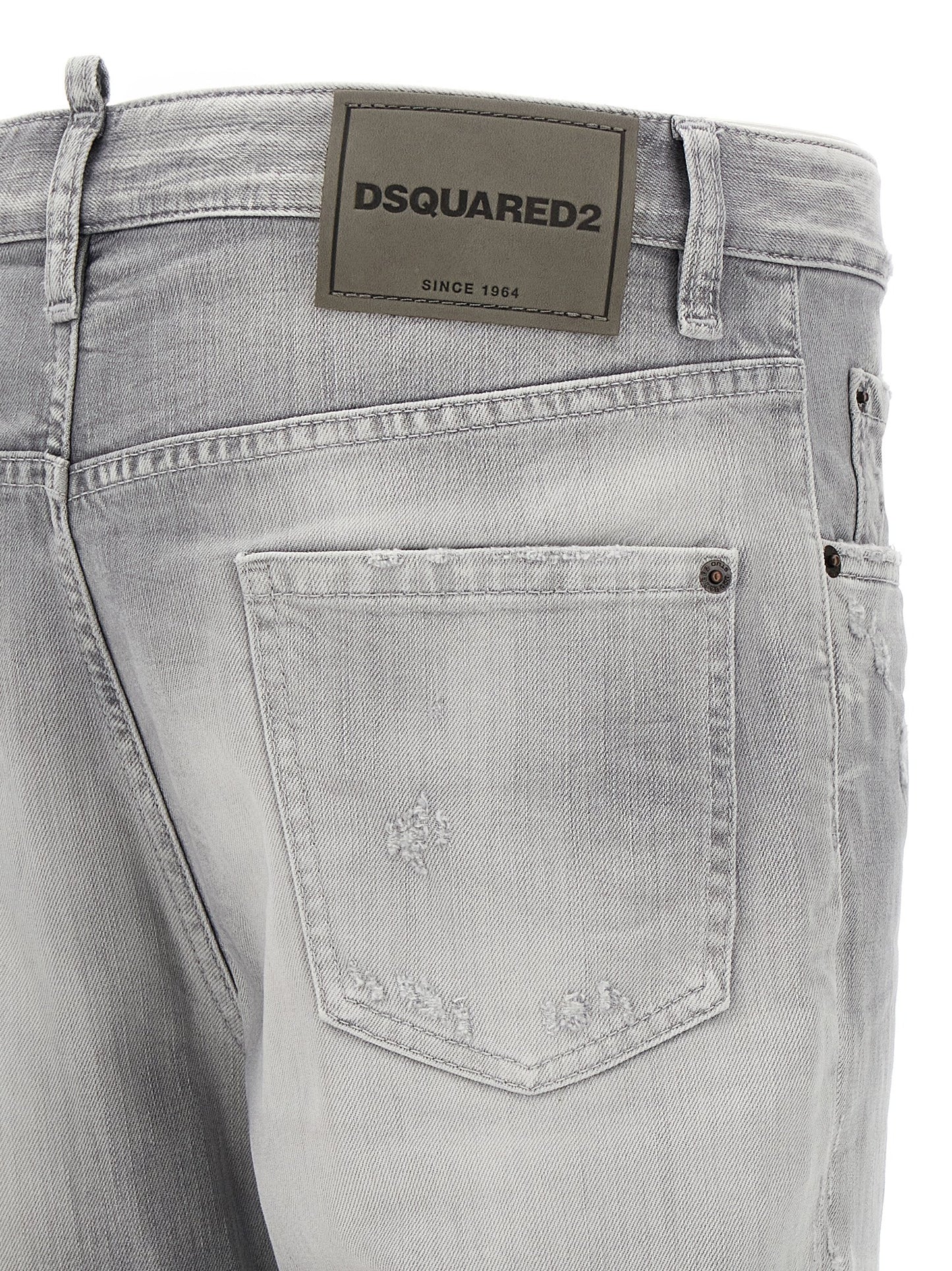Gray Cotton Straight-Leg Jeans