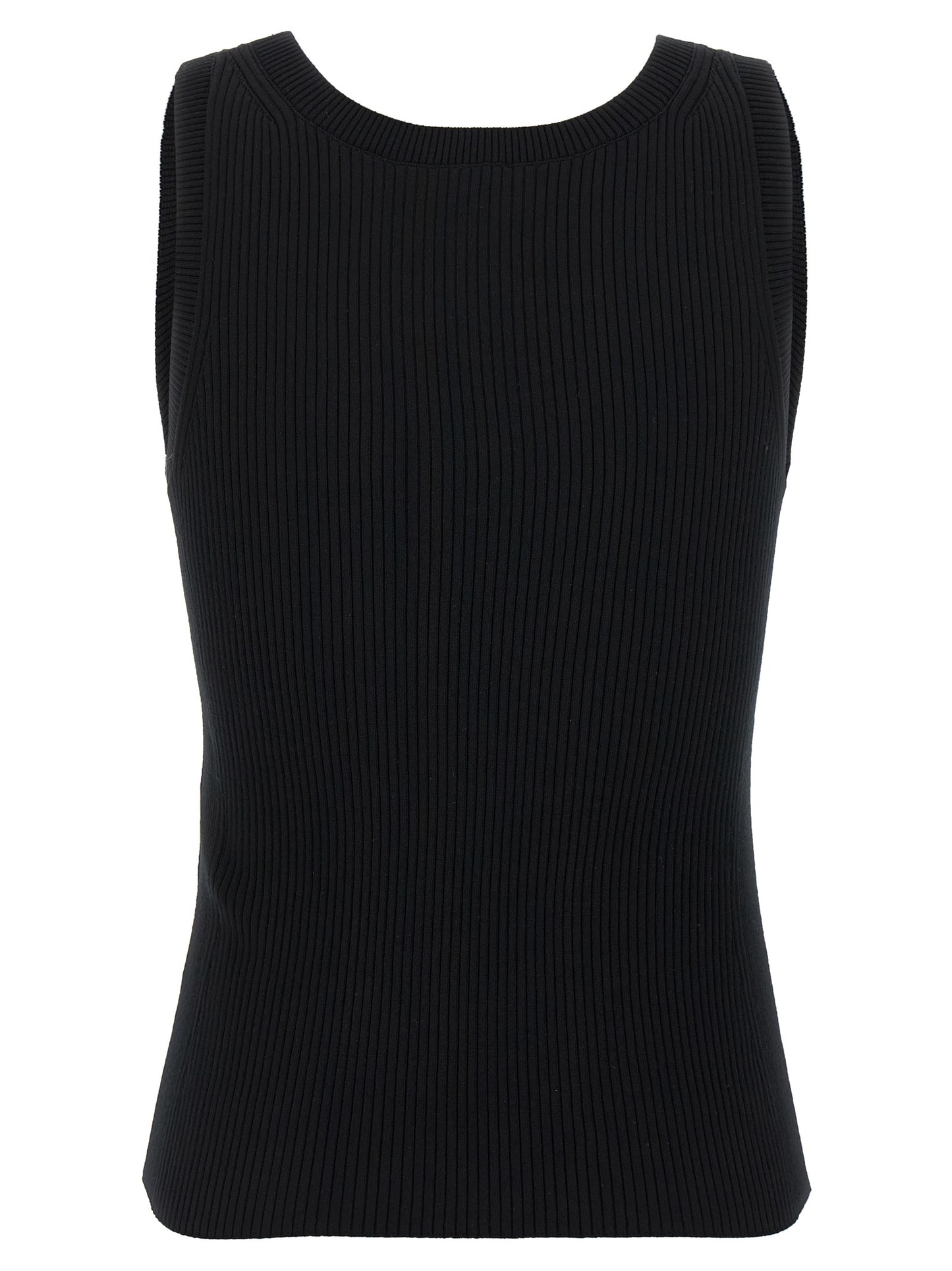 Black Viscose Sleeveles T-Shirt
