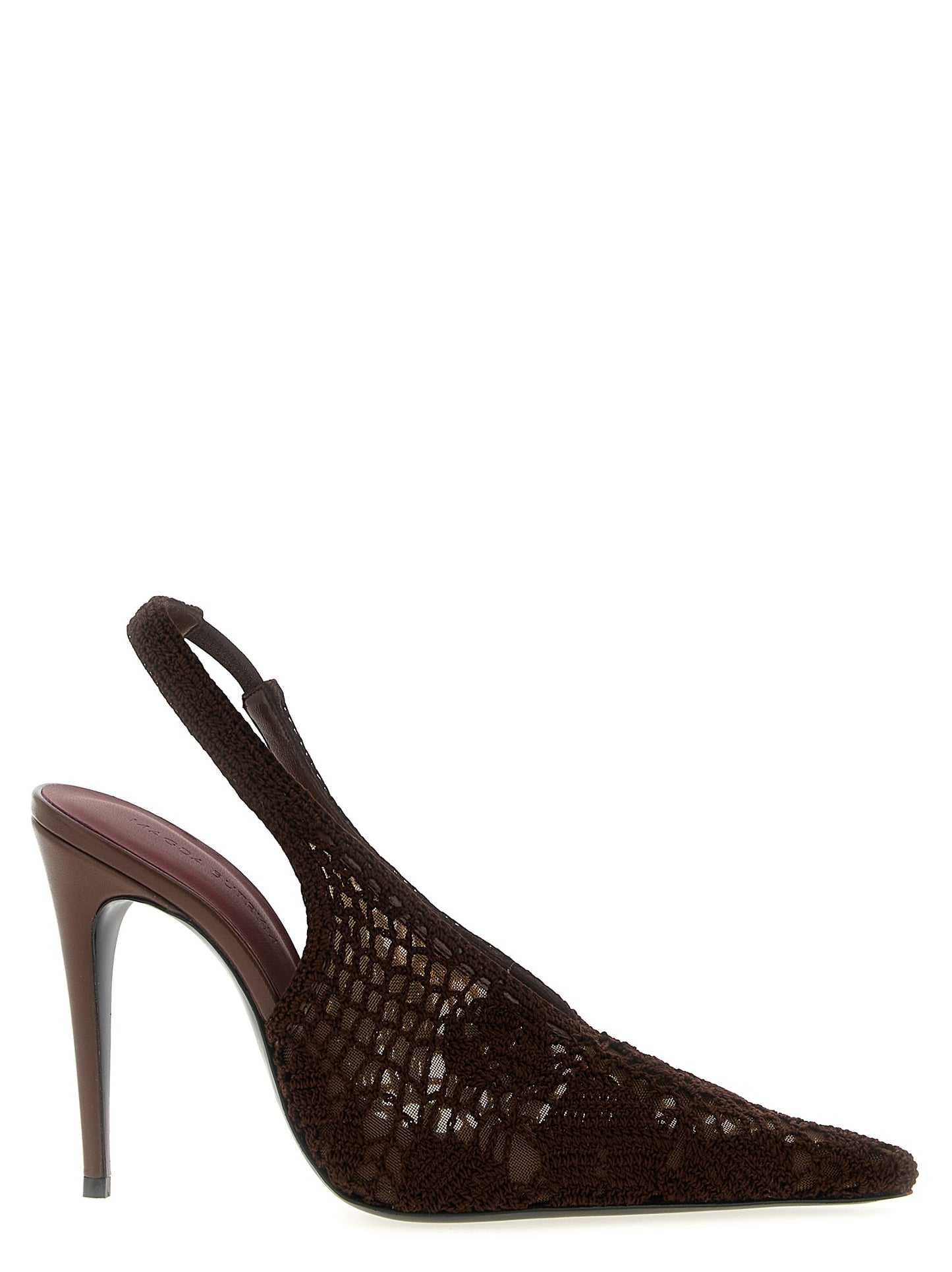 Brown Cotton High Heel Pumps