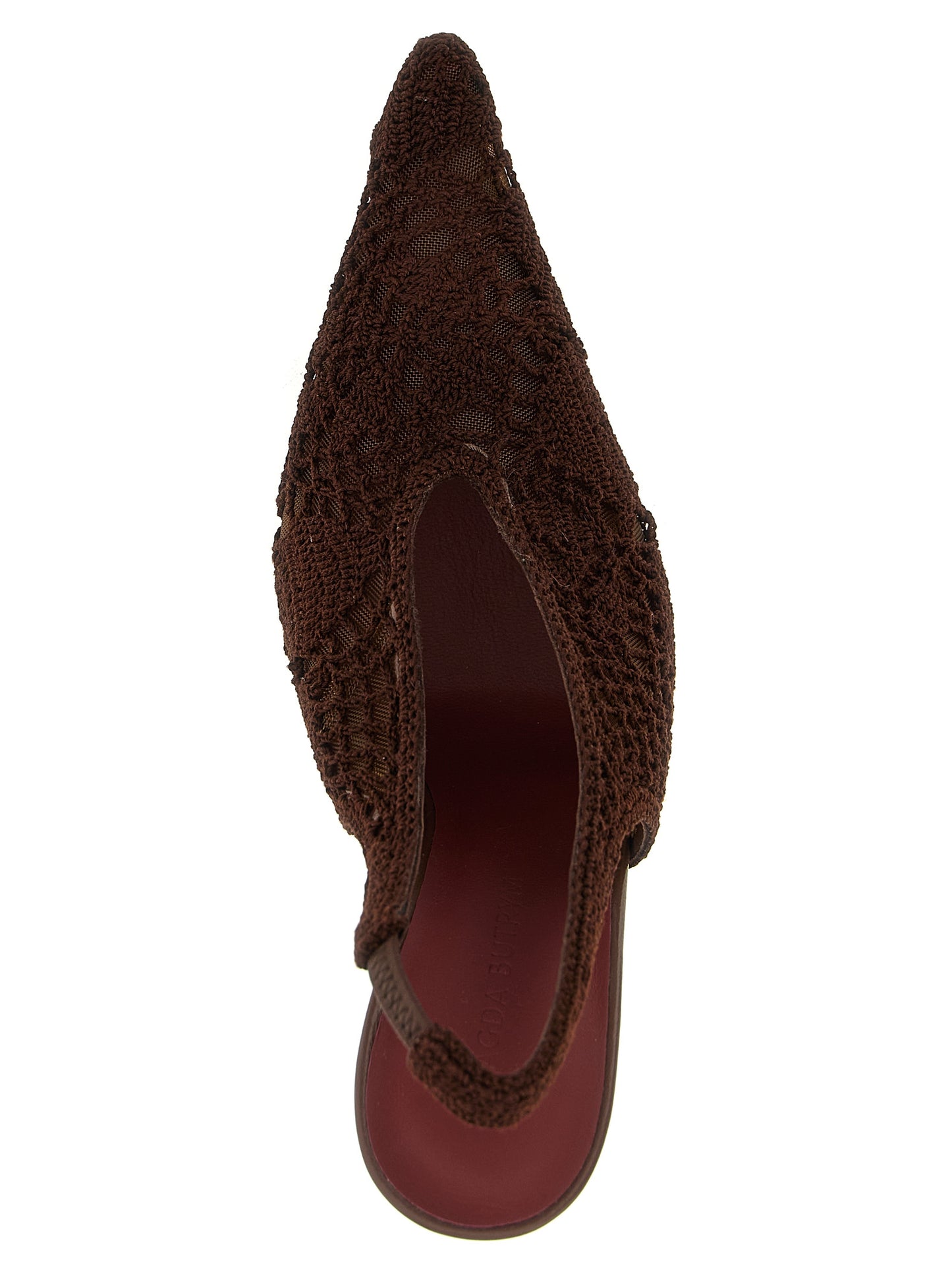 Brown Cotton High Heel Pumps